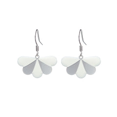 BO Dormeuses Milo Argent Ivoire Paon Rayures Boucles d'Oreilles Monsieur Simone