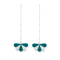 BO Pendantes Milo Argent Bleu Chardin Paon Rayures Boucles d'Oreilles Monsieur Simone