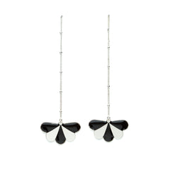 BO Pendantes Milo Argent Noir Paon Rayures Boucles d'Oreilles Monsieur Simone