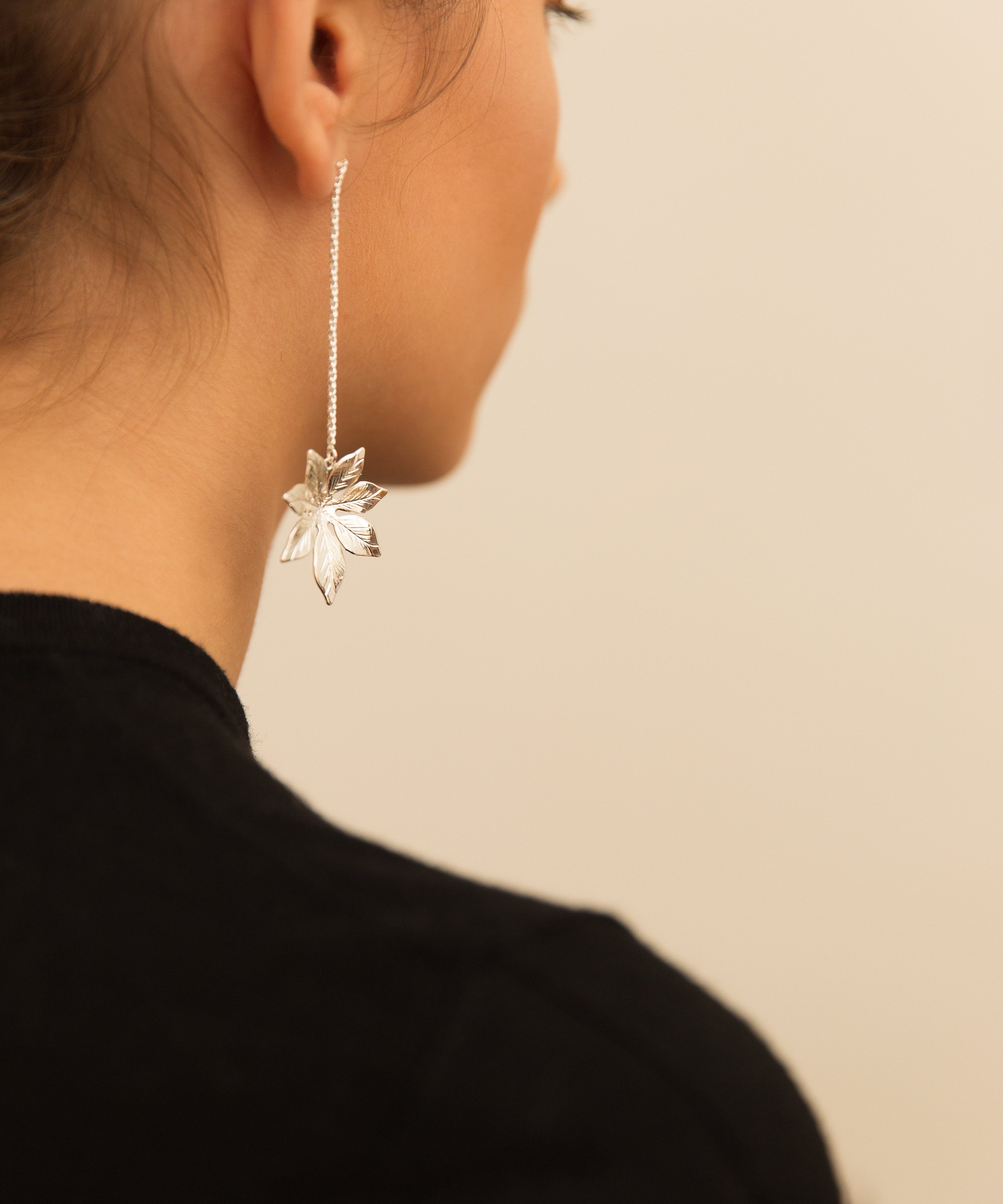 Boucles d'Oreilles Pendantes Chloris Argent Fleurs Boucles d'Oreilles Monsieur Simone