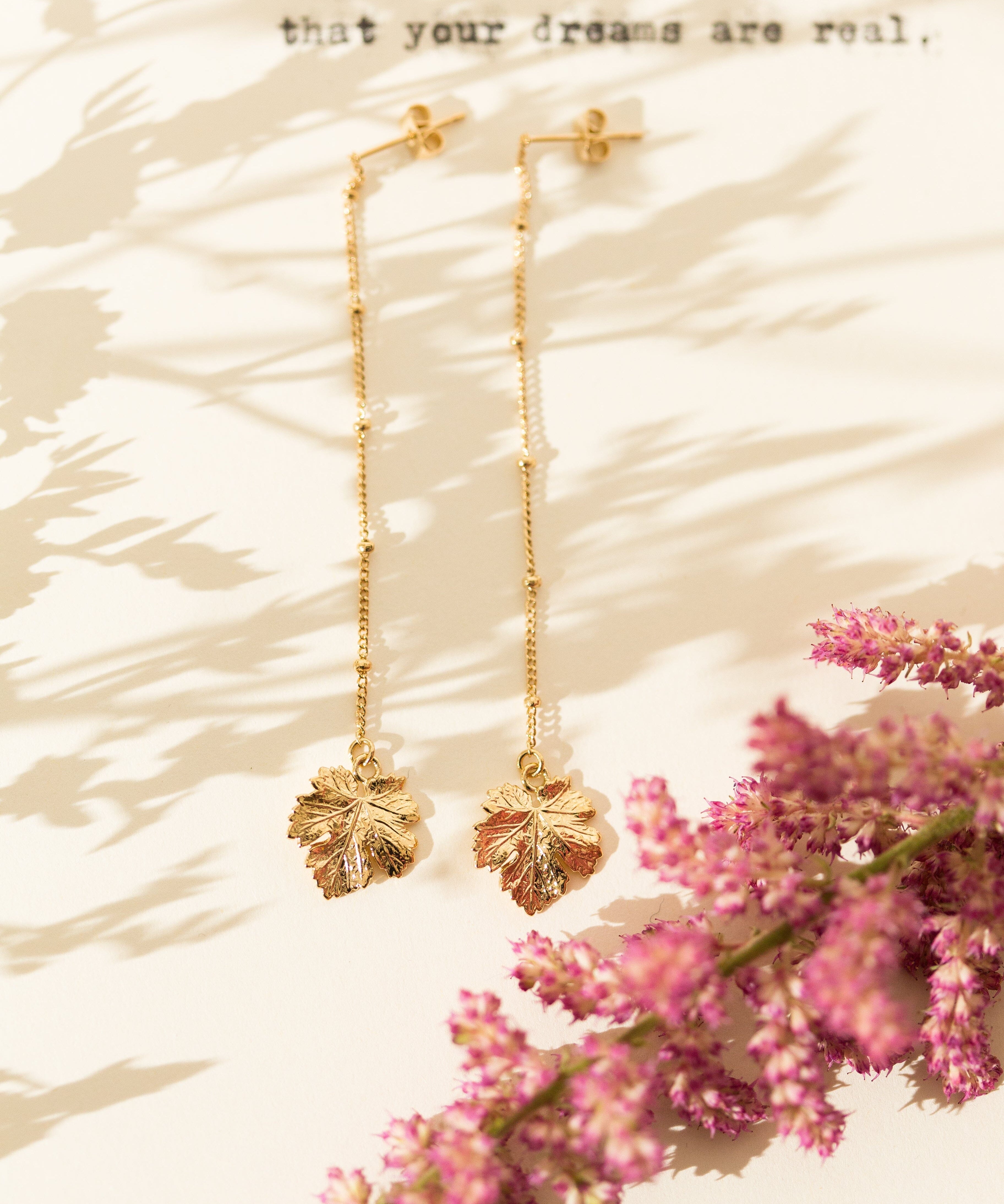Boucles d'Oreilles Pendantes Héra Or Feuilles Boucles d'Oreilles Monsieur Simone