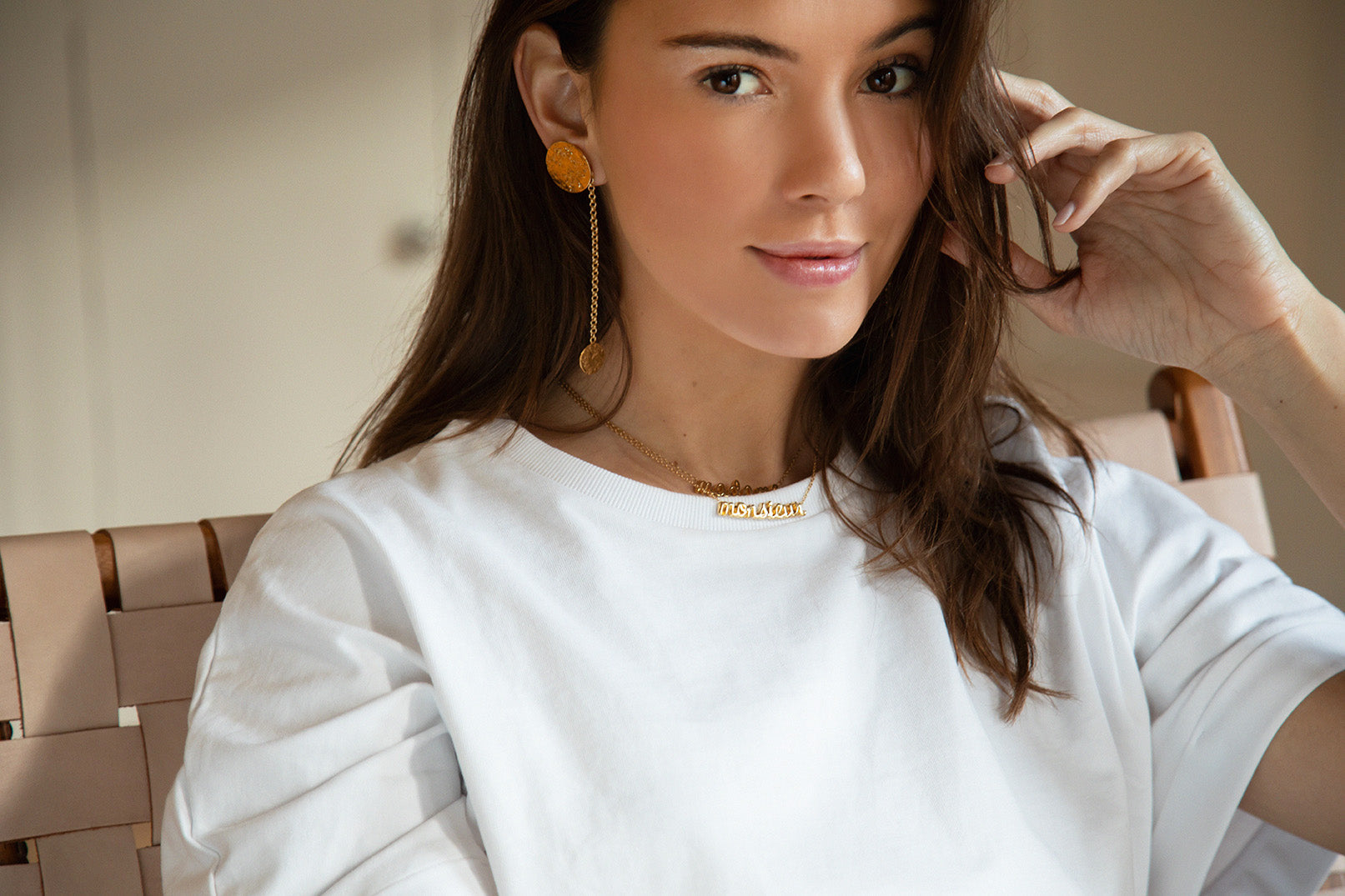 Boucles d'Oreilles Pendantes Hestia Or Ronds Martelés Boucles d'Oreilles Monsieur Simone