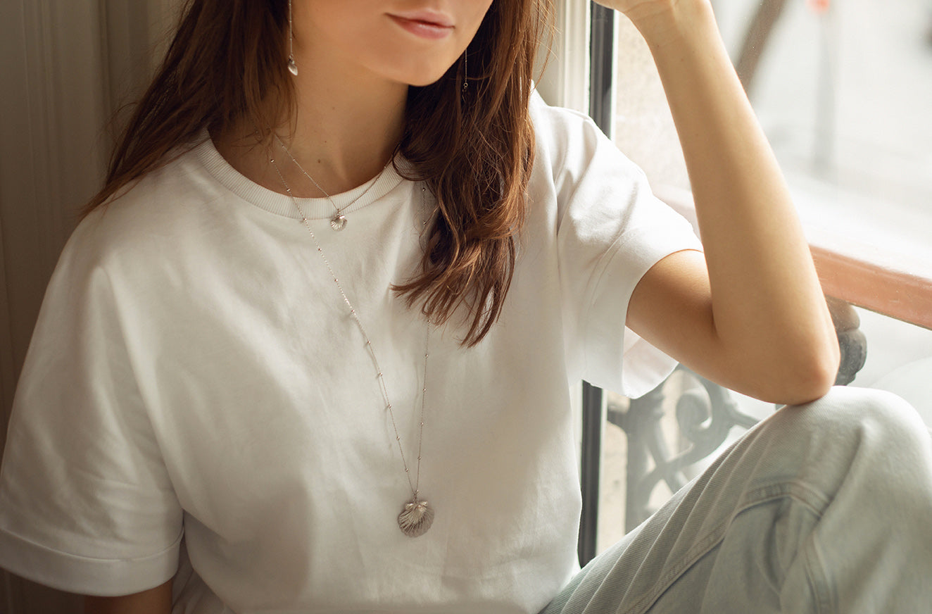 Boucles d'Oreilles Pendantes Nérée Argent Coquillages Boucles d'Oreilles Monsieur Simone