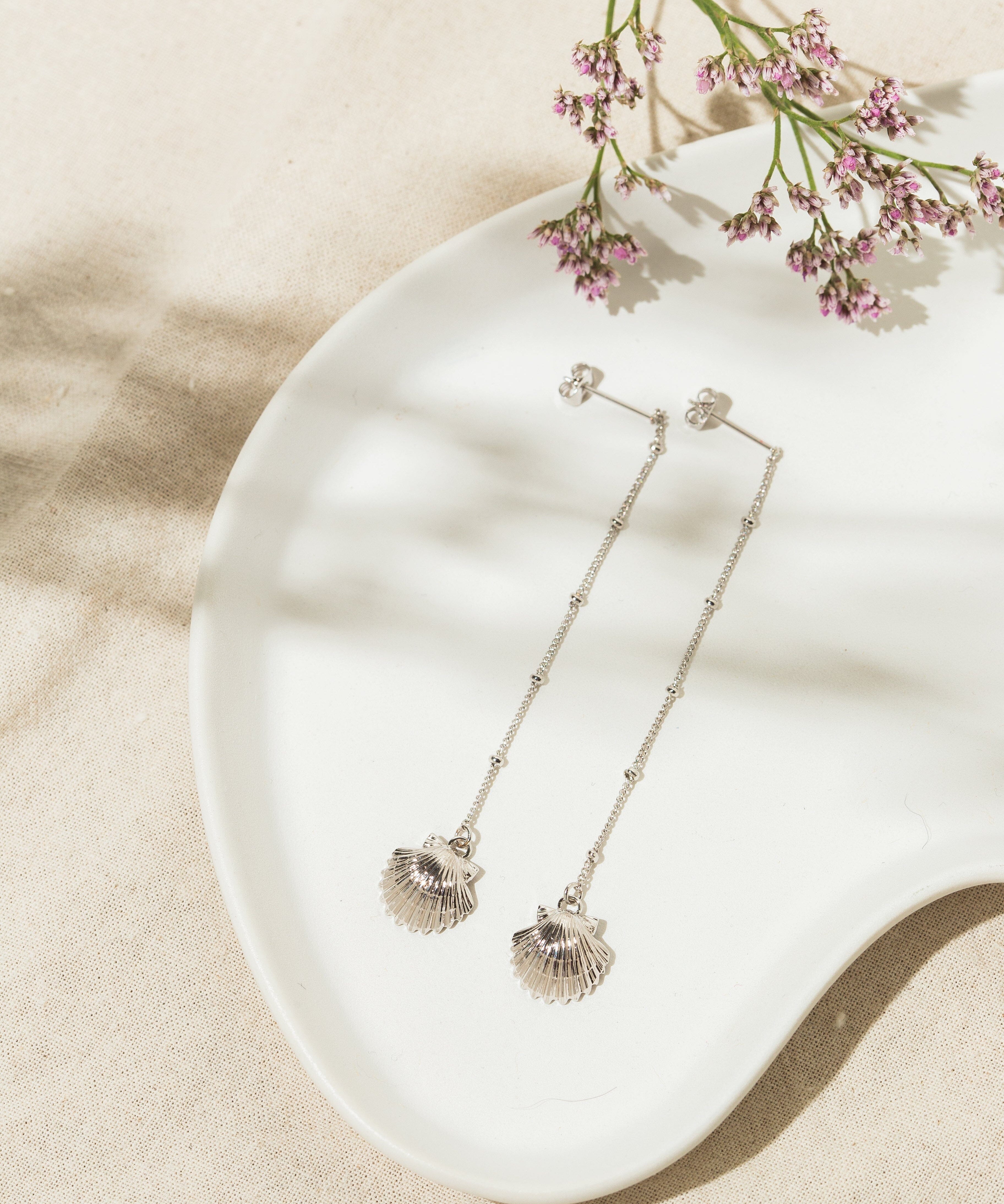 Boucles d'Oreilles Pendantes Nérée Argent Coquillages Boucles d'Oreilles Monsieur Simone