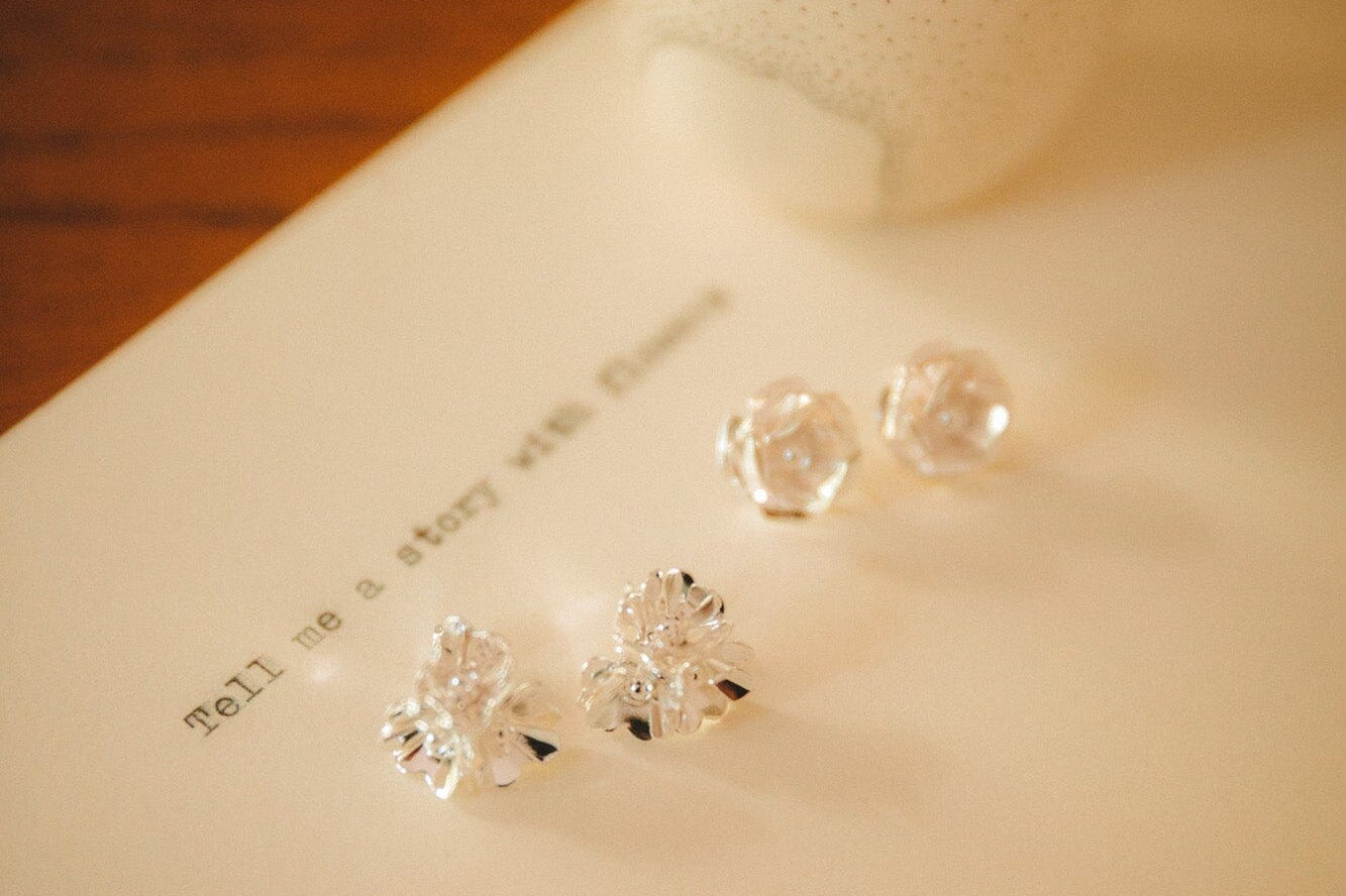 Boucles d'Oreilles Puces Aglaé Trio Argent Fleurs Boucles d'Oreilles Monsieur Simone