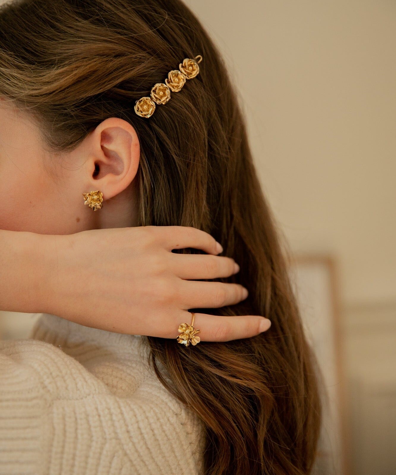Boucles d'Oreilles Puces Aglaé Trio Or Fleurs Boucles d'Oreilles Monsieur Simone