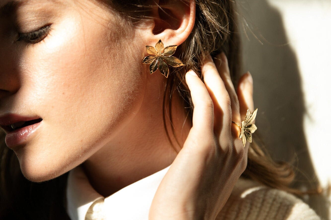 Boucles d'Oreilles Puces Chloris Argent Fleurs Boucles d'Oreilles Monsieur Simone