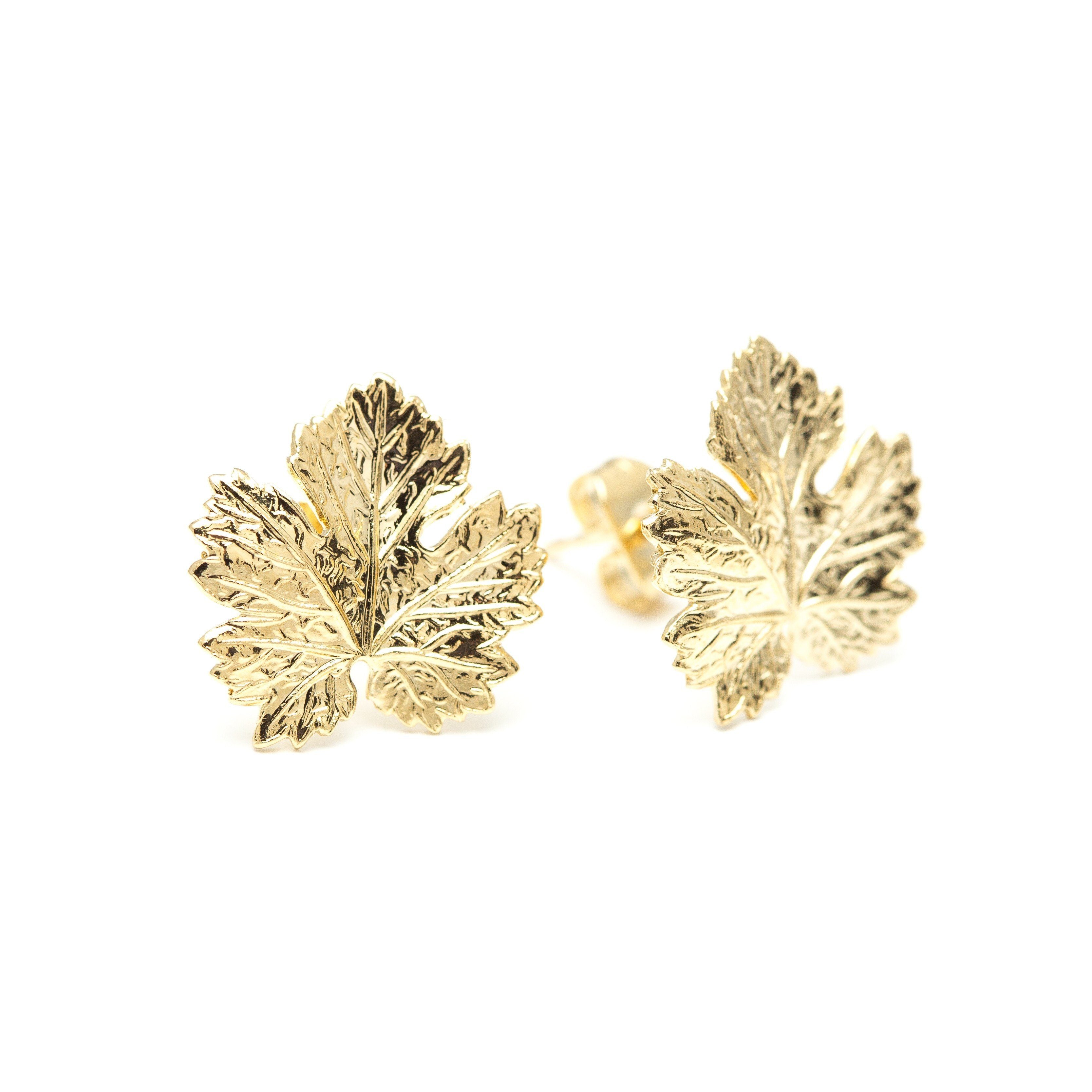 Boucles d'Oreilles Puces Héra Or Feuilles Boucles d'Oreilles Monsieur Simone