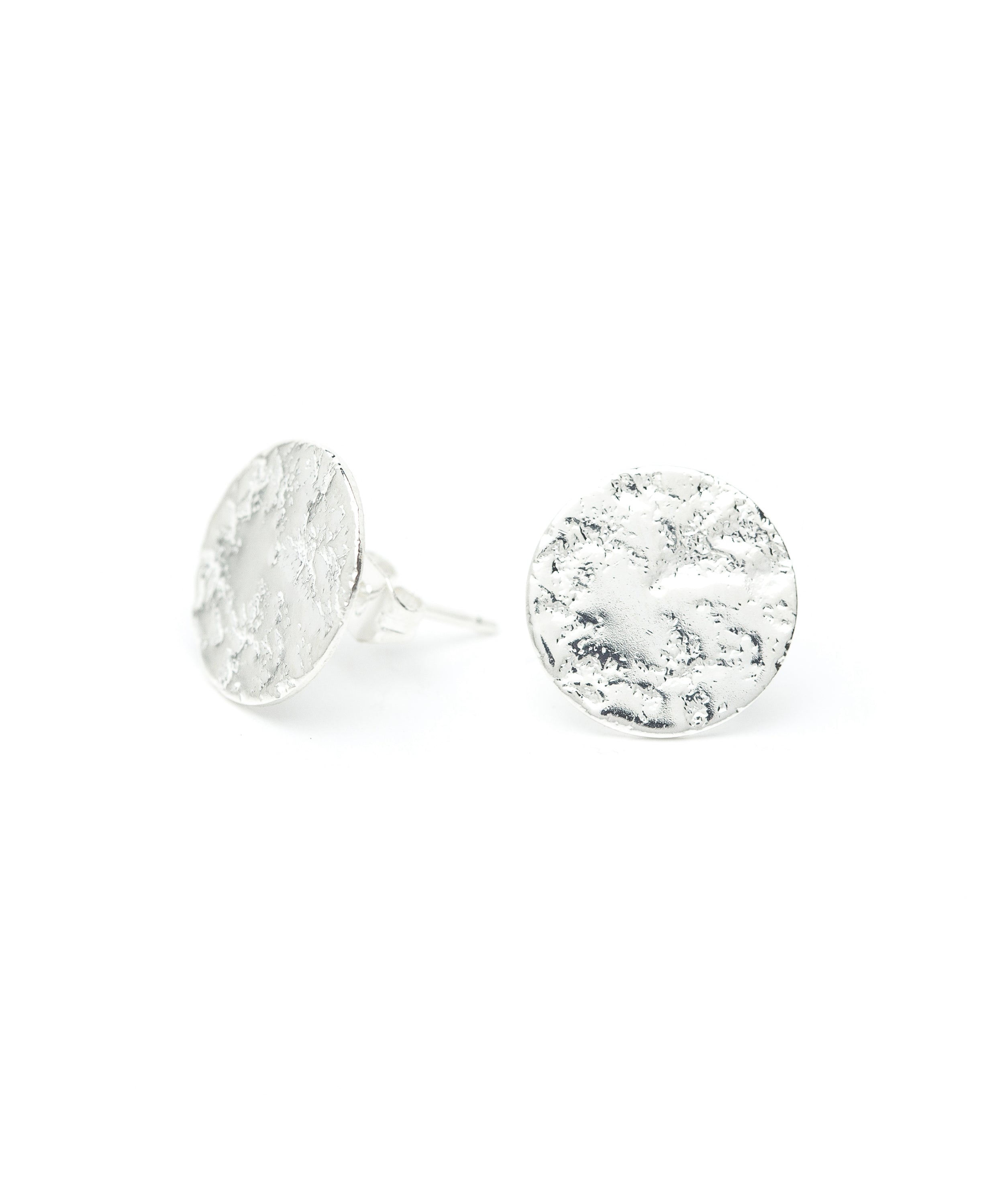 Boucles d'Oreilles Puces Hestia Argent Ronds Martelés Boucles d'Oreilles Monsieur Simone