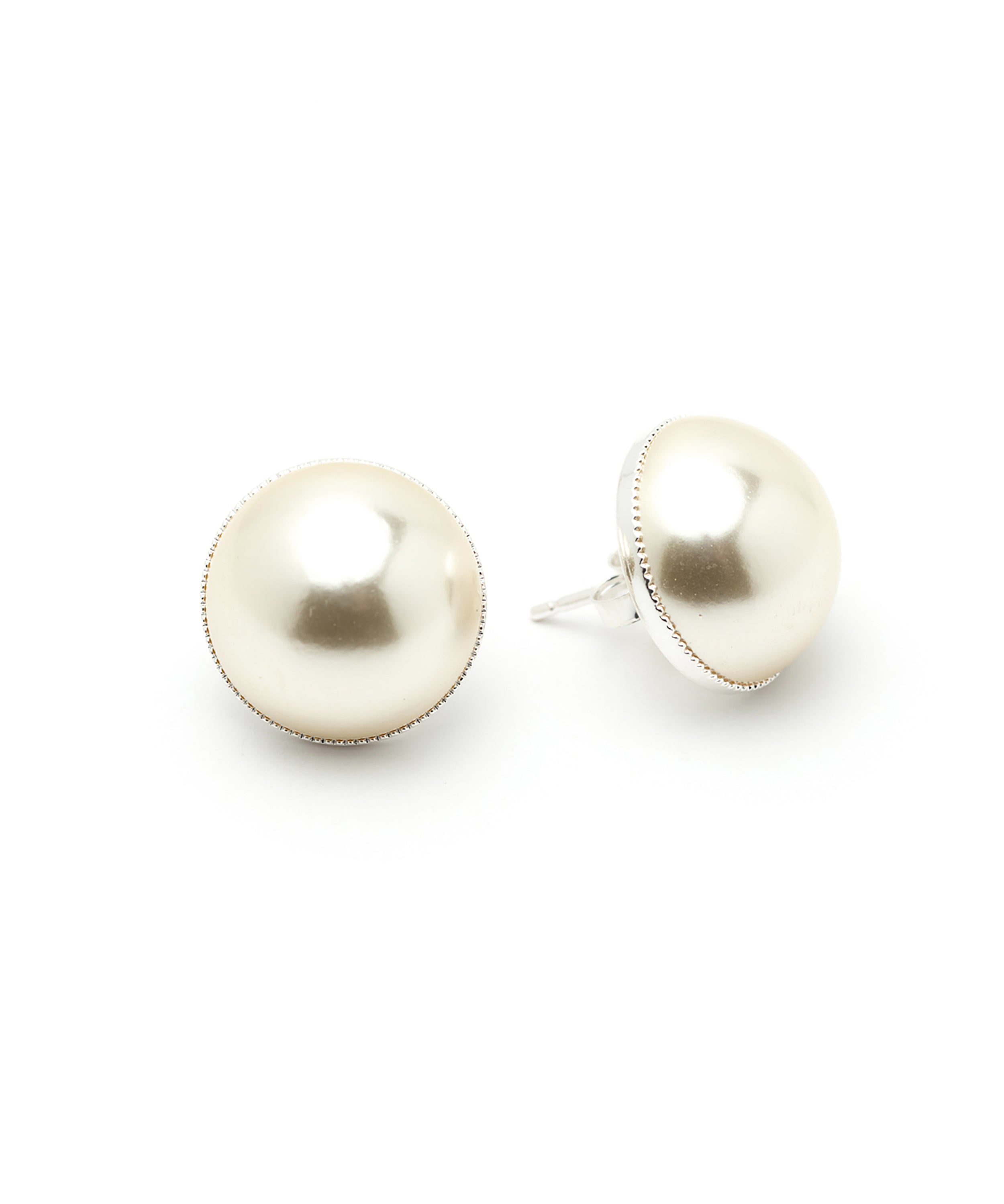Boucles d'Oreilles Puces Nélya Argent Perles Boucles d'Oreilles Monsieur Simone