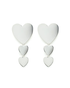 Boucles d'Oreilles Puces Pendantes Aphrodite Argent Coeurs Boucles d'Oreilles Monsieur Simone