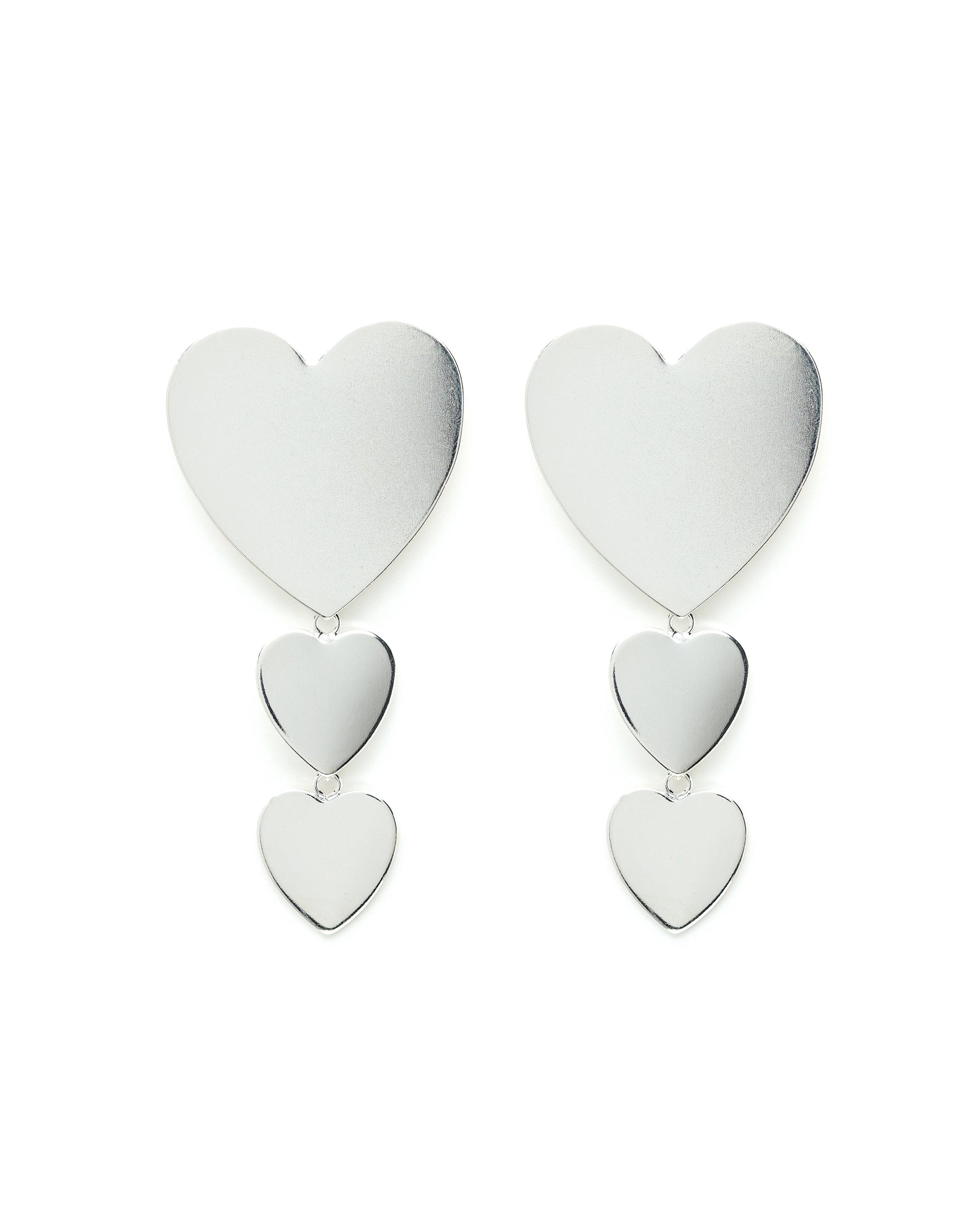 Boucles d'Oreilles Puces Pendantes Aphrodite Argent Coeurs Boucles d'Oreilles Monsieur Simone