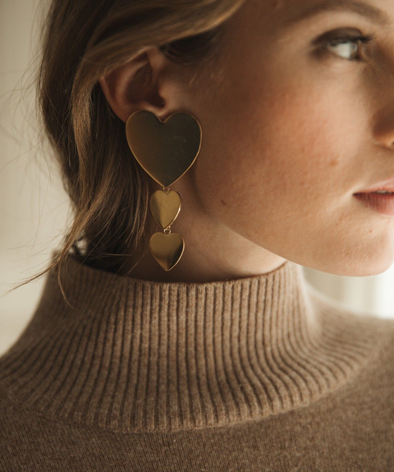 Boucles d'Oreilles Puces Pendantes Aphrodite Argent Coeurs Boucles d'Oreilles Monsieur Simone