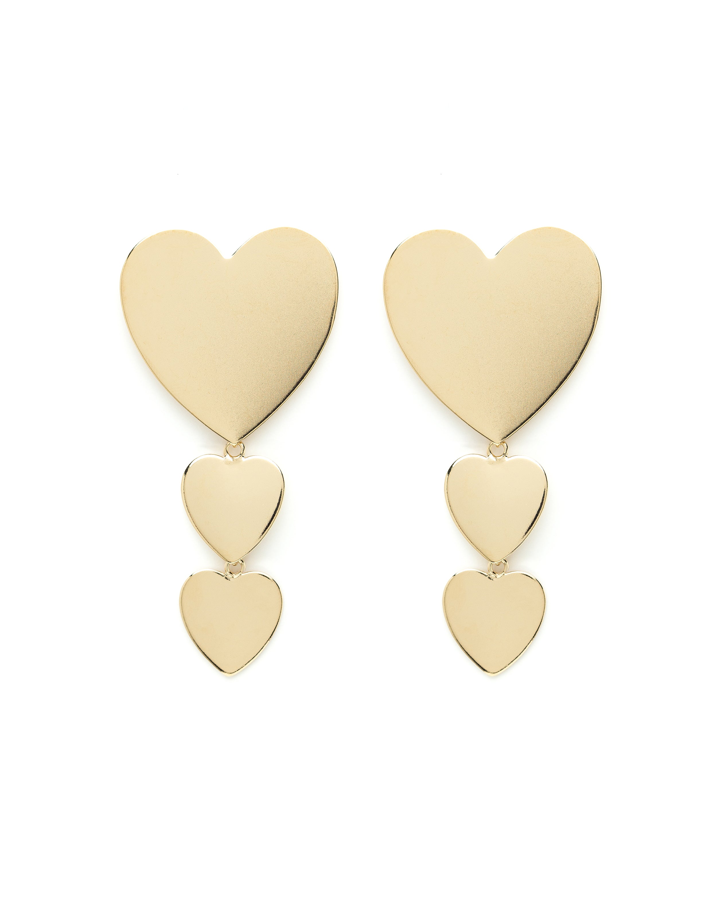 Boucles d'Oreilles Puces Pendantes Aphrodite Or Coeurs Boucles d'Oreilles Monsieur Simone