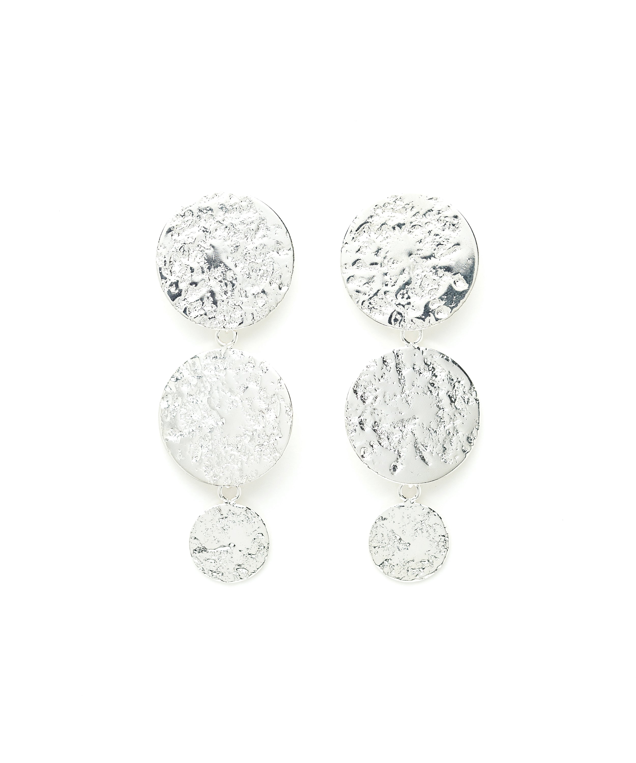 Boucles d'Oreilles Puces Pendantes Hestia Argent Ronds Martelés Boucles d'Oreilles Monsieur Simone