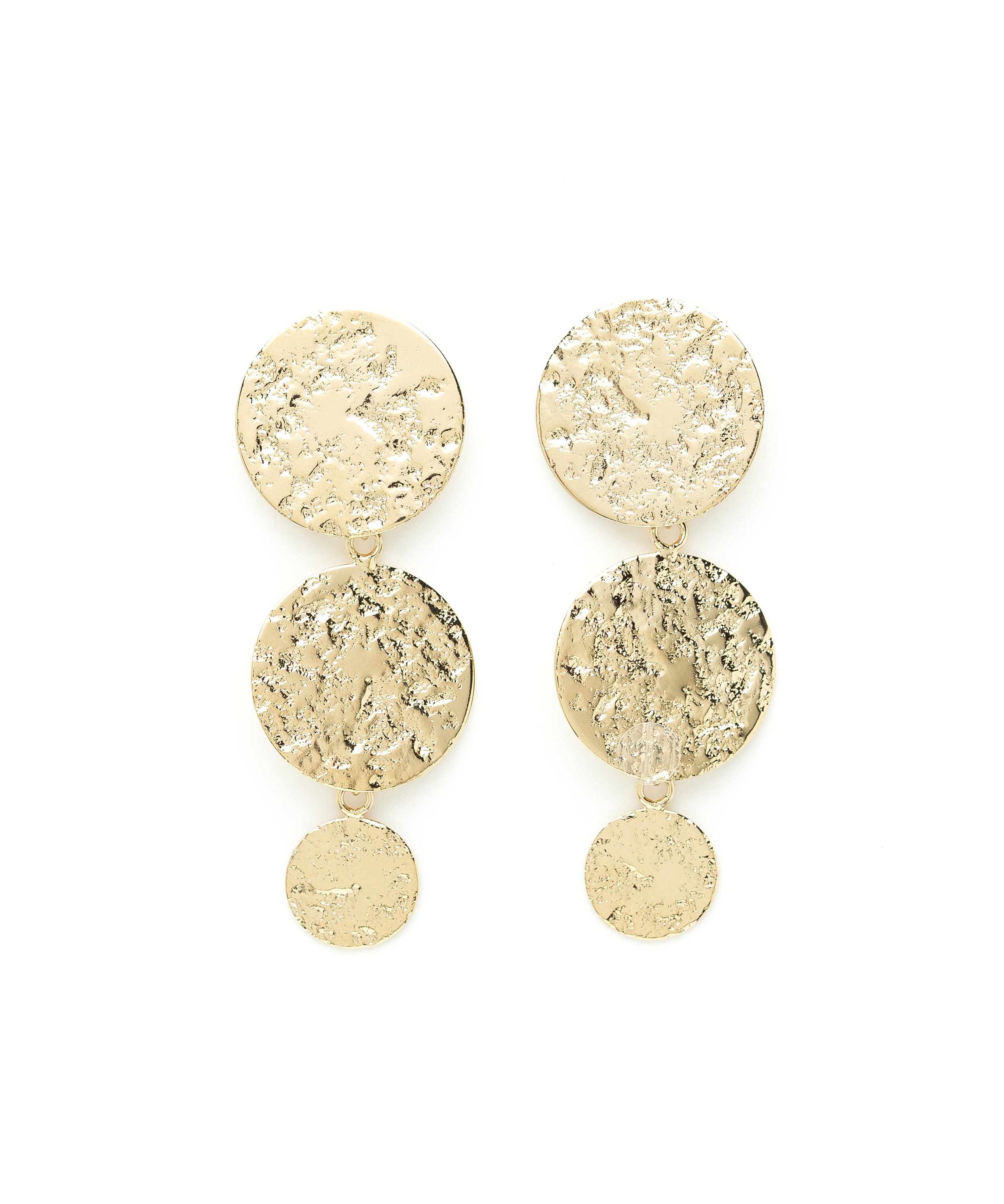 Boucles d'Oreilles Puces Pendantes Hestia Or Ronds Martelés Boucles d'Oreilles Monsieur Simone