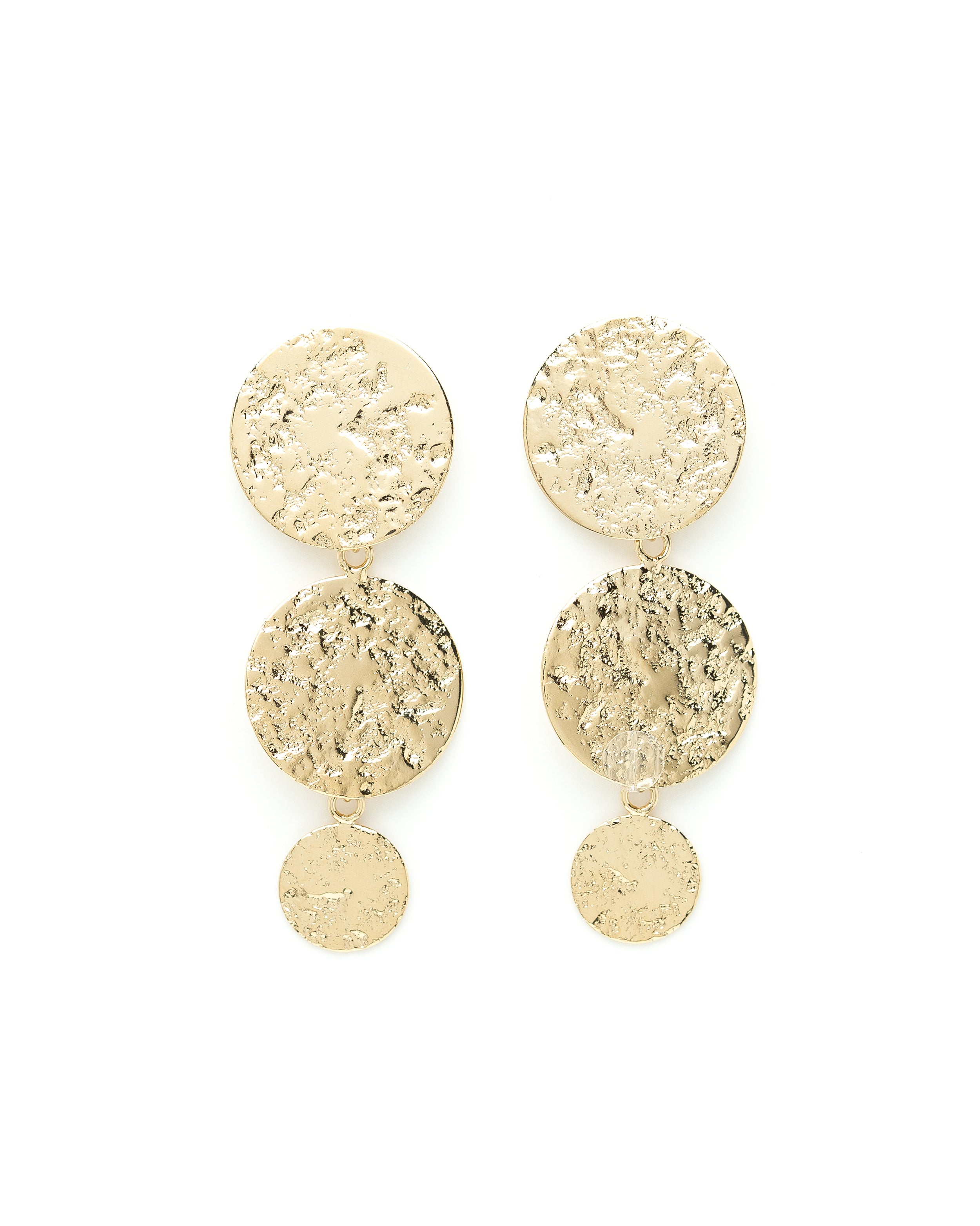 Boucles d'Oreilles Puces Pendantes Hestia Or Ronds Martelés Boucles d'Oreilles Monsieur Simone