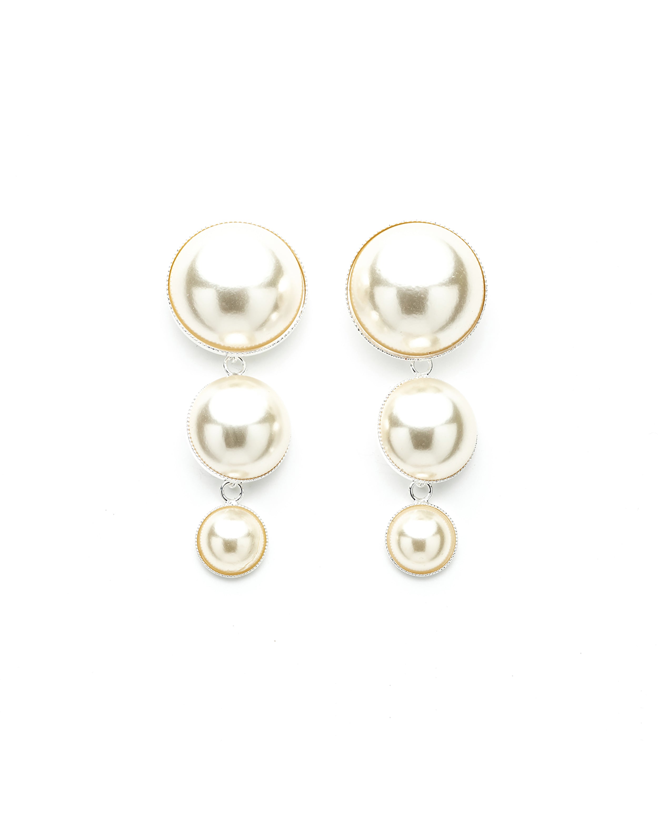 Boucles d'Oreilles Puces Pendantes Nélya Argent Perles Boucles d'Oreilles Monsieur Simone