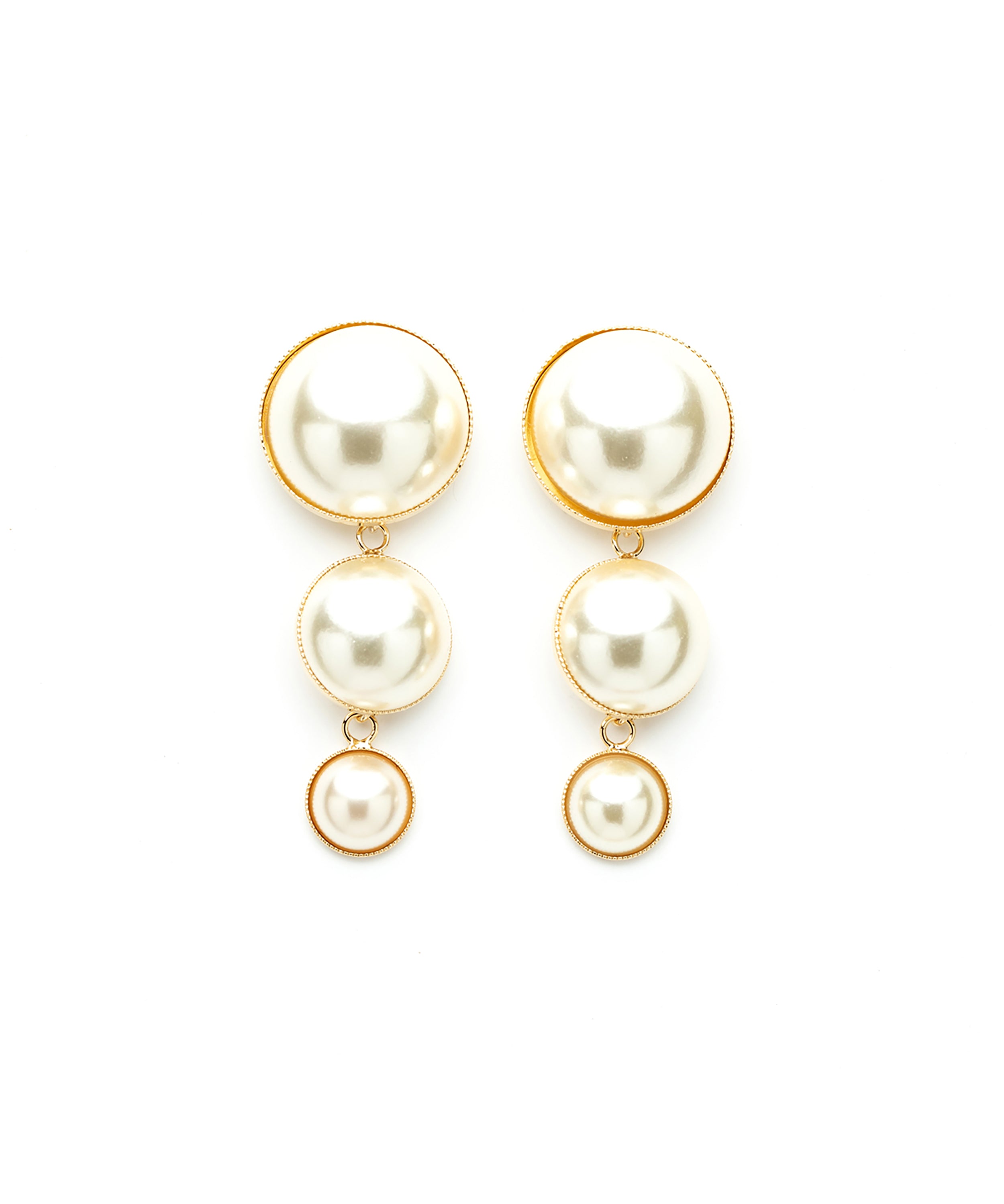 Boucles d'Oreilles Puces Pendantes Nélya Or Perles Boucles d'Oreilles Monsieur Simone