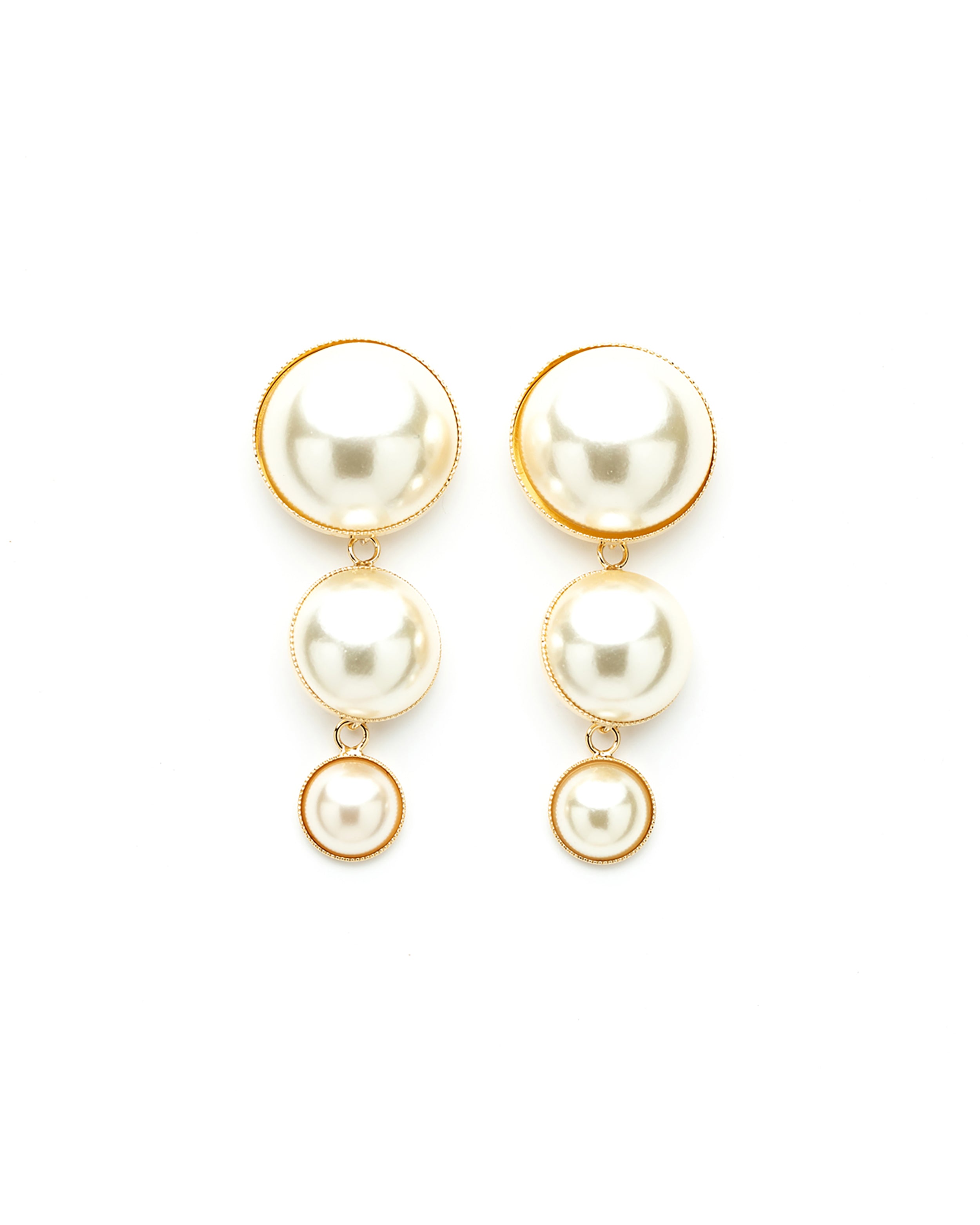 Boucles d'Oreilles Puces Pendantes Nélya Or Perles Boucles d'Oreilles Monsieur Simone