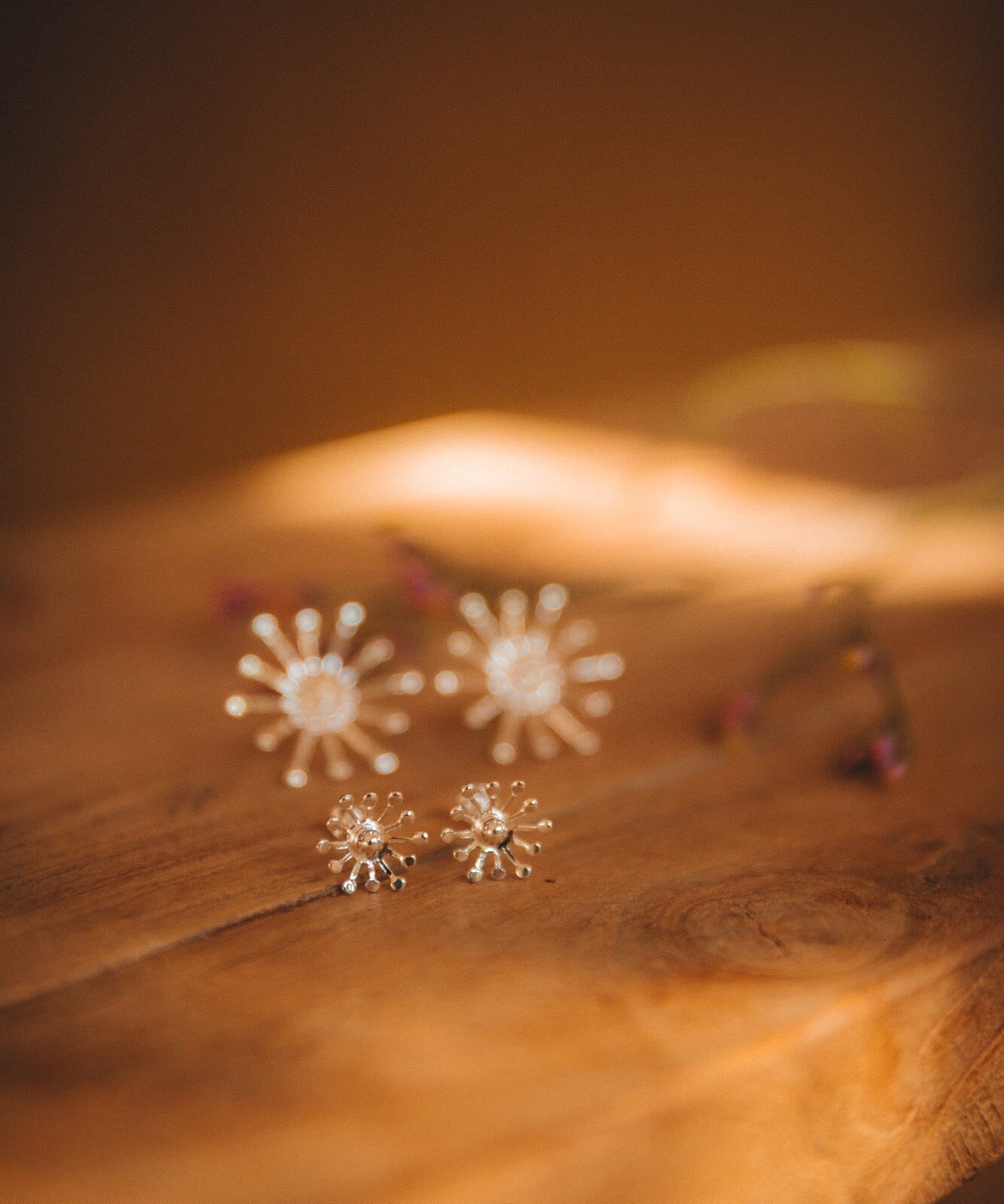 Boucles d'Oreilles Puces Rhéa Argent Flocons Boucles d'Oreilles Monsieur Simone