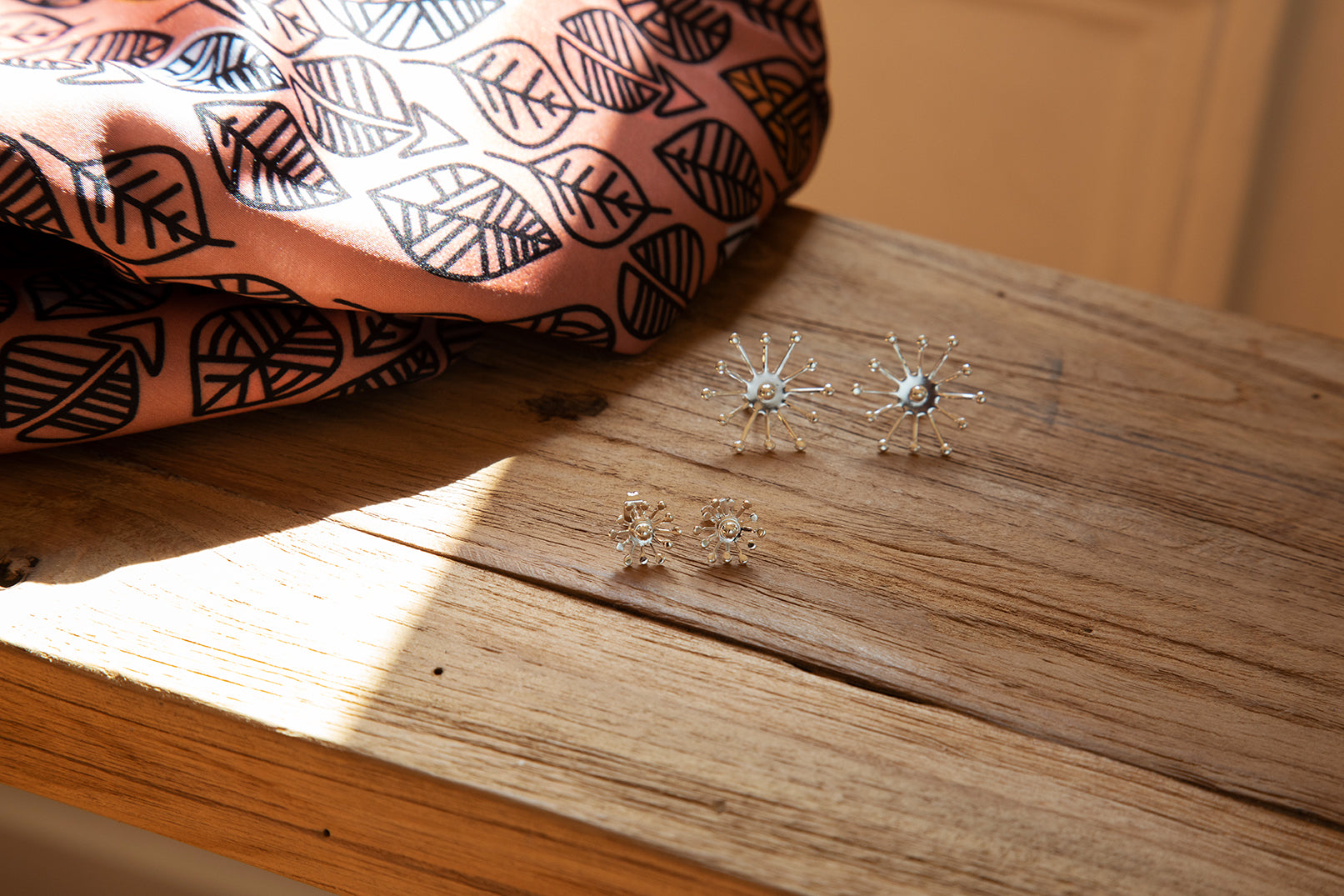 Boucles d'Oreilles Puces Rhéa Argent Flocons Boucles d'Oreilles Monsieur Simone