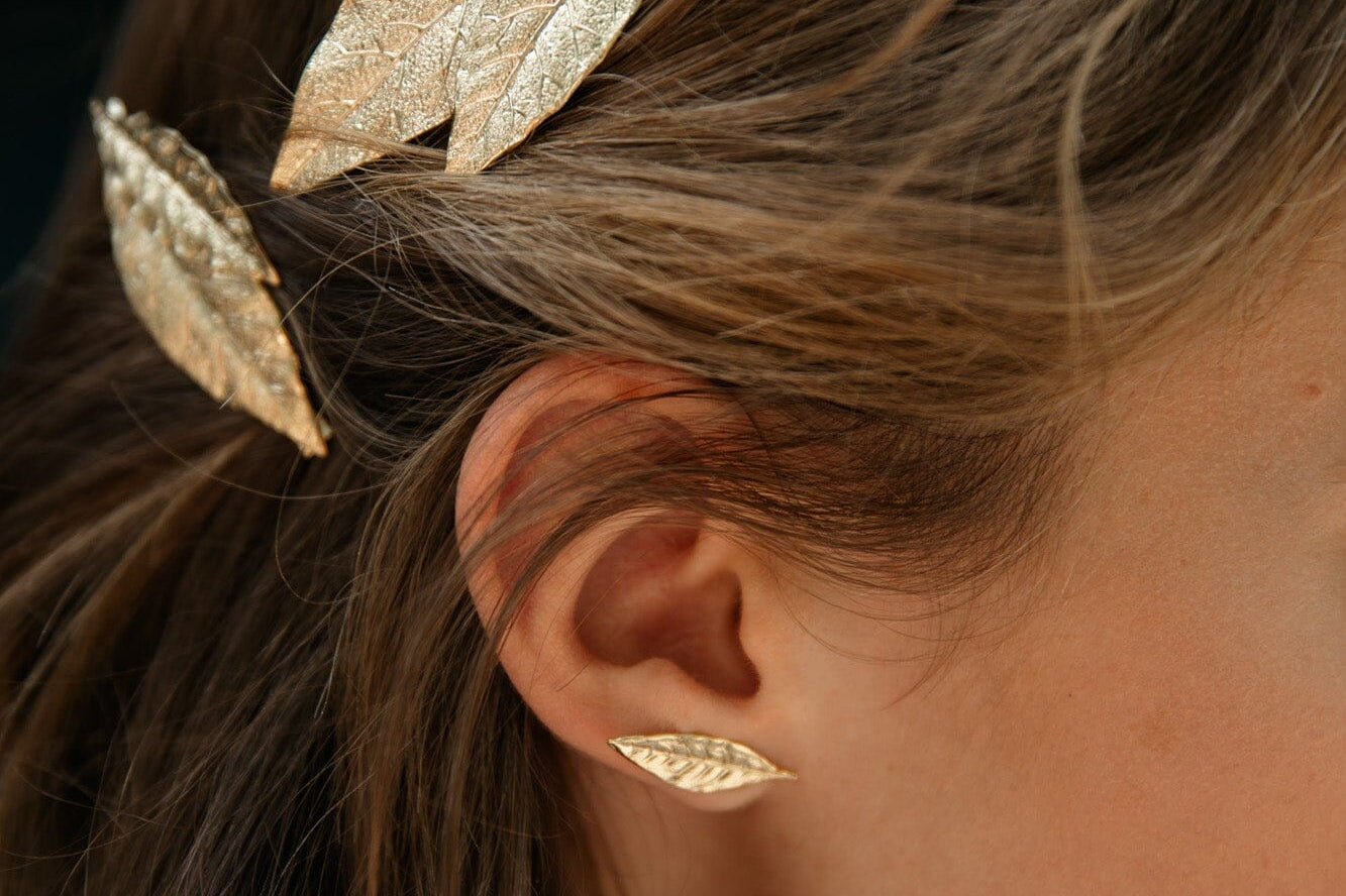 Boucles d'Oreilles Puces Thalie Argent Feuilles Boucles d'Oreilles Monsieur Simone