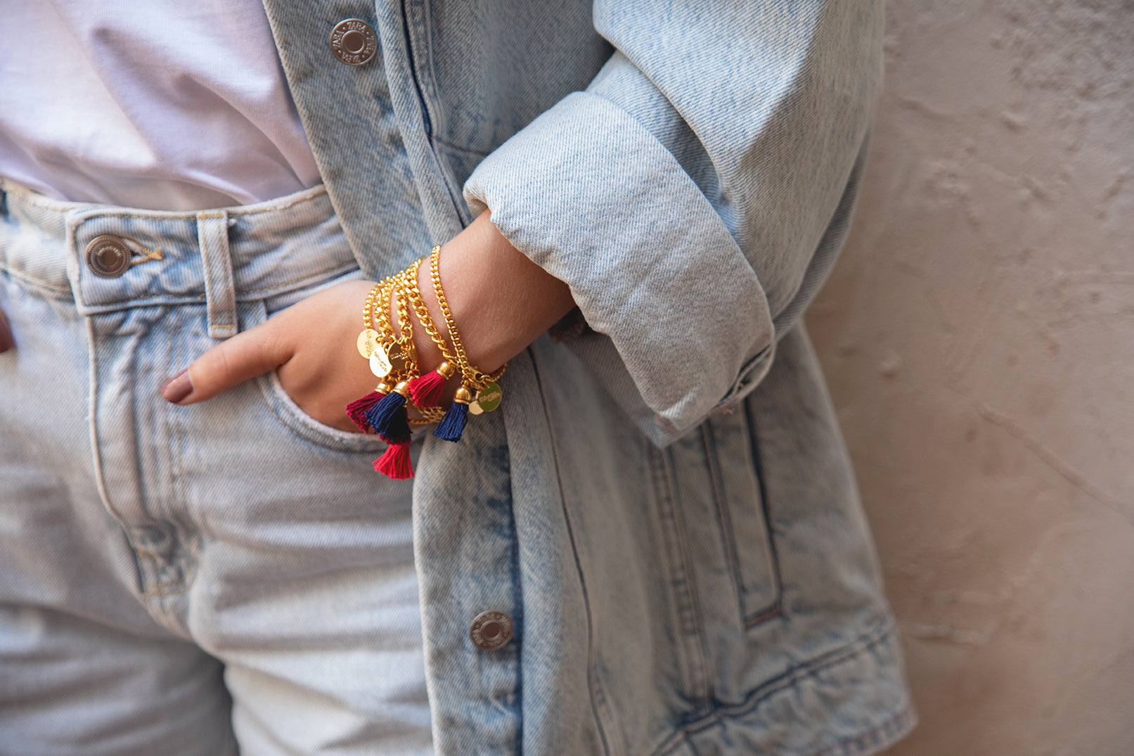 Bracelet Arthur Or Bordeaux Pompon Bracelets Monsieur Simone