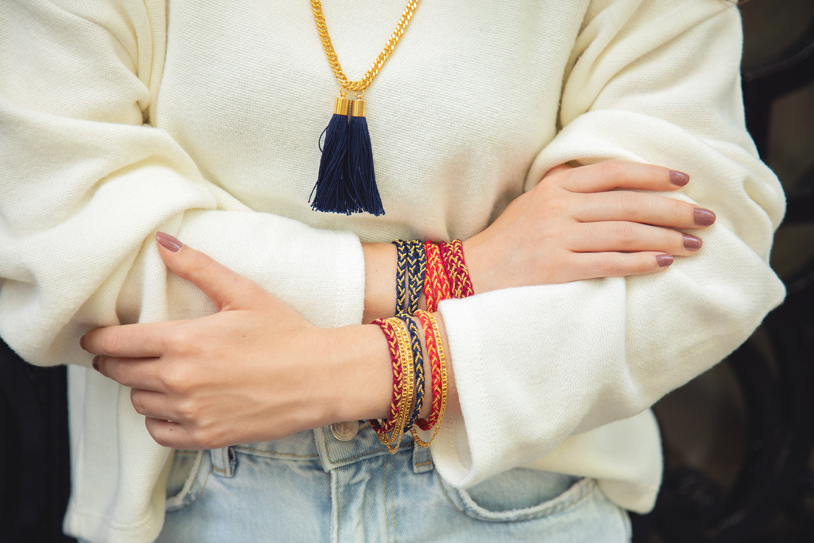 Bracelet Billy Argent Bleu Marine Tressé Bracelets Monsieur Simone