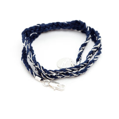 Bracelet Max Argent Bleu Marine Tressé Bracelets Monsieur Simone
