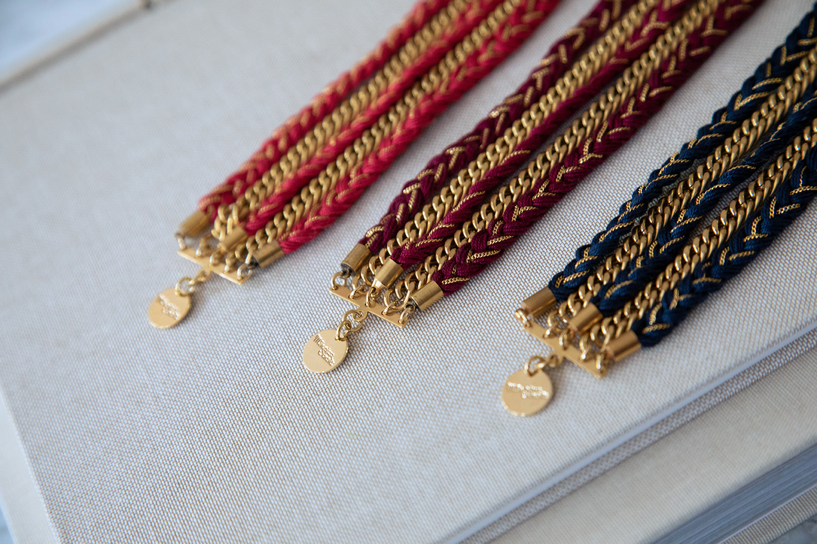 Bracelet Maxi Raoul Or Bordeaux Tressé Bracelets Monsieur Simone
