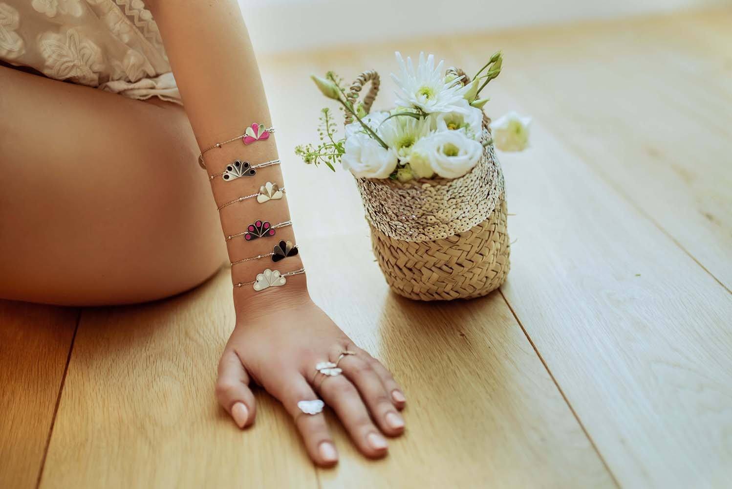 Bracelet Tao Argent Rose Paon Ronds Bracelets Monsieur Simone