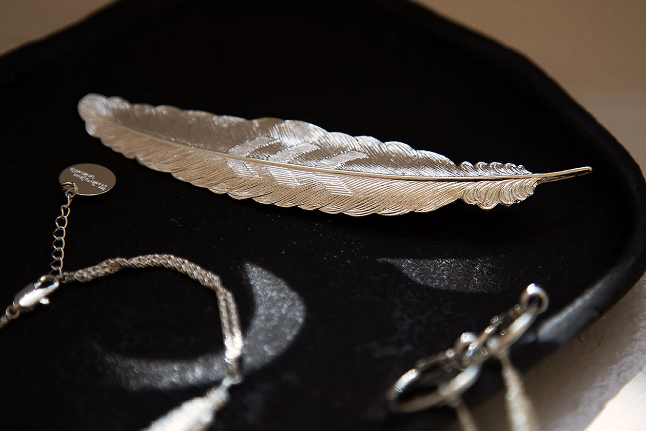 Broche Phébé Argent Plume Accessoires Monsieur Simone