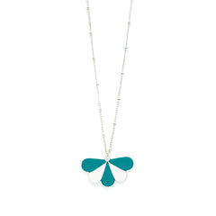 Collier Milo Argent Bleu Chardin Paon Rayures Colliers Monsieur Simone