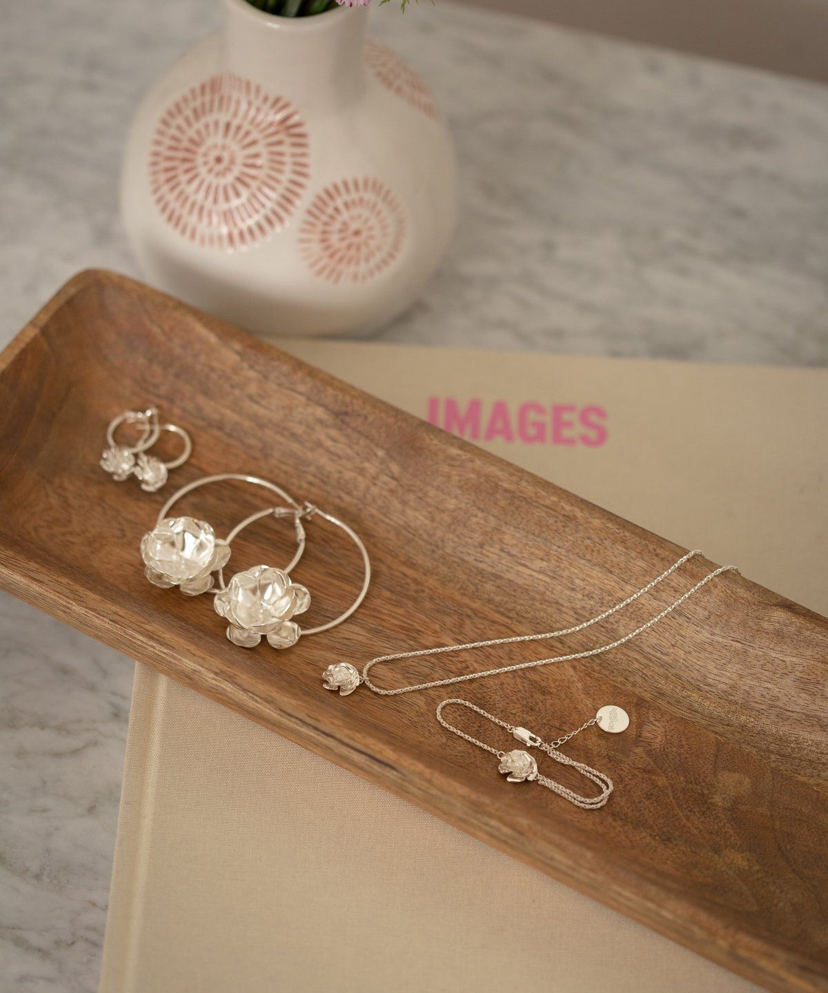 Créoles Aglaé Argent Fleur Boucles d'Oreilles Monsieur Simone