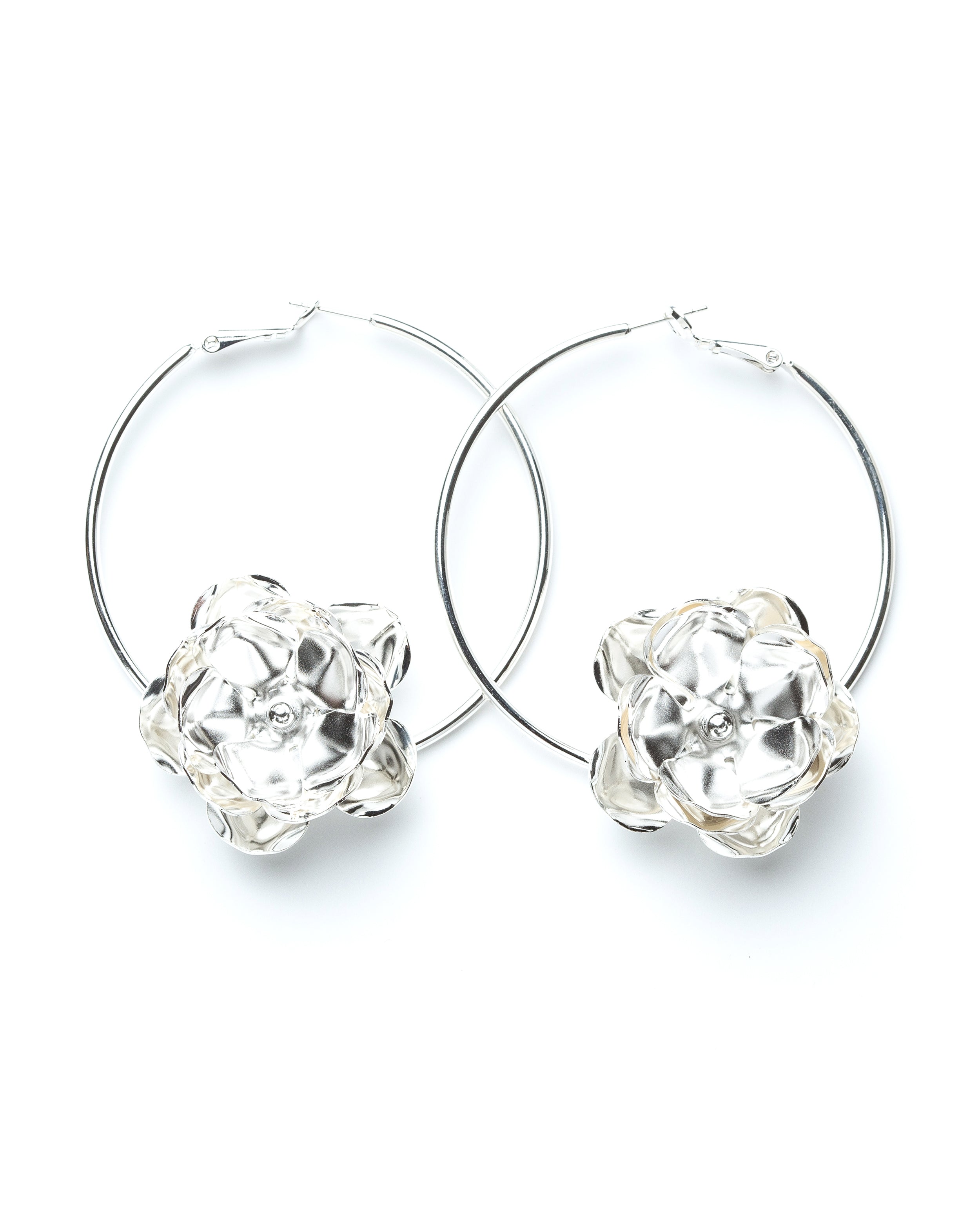 Créoles Aglaé Argent Fleur Boucles d'Oreilles Monsieur Simone
