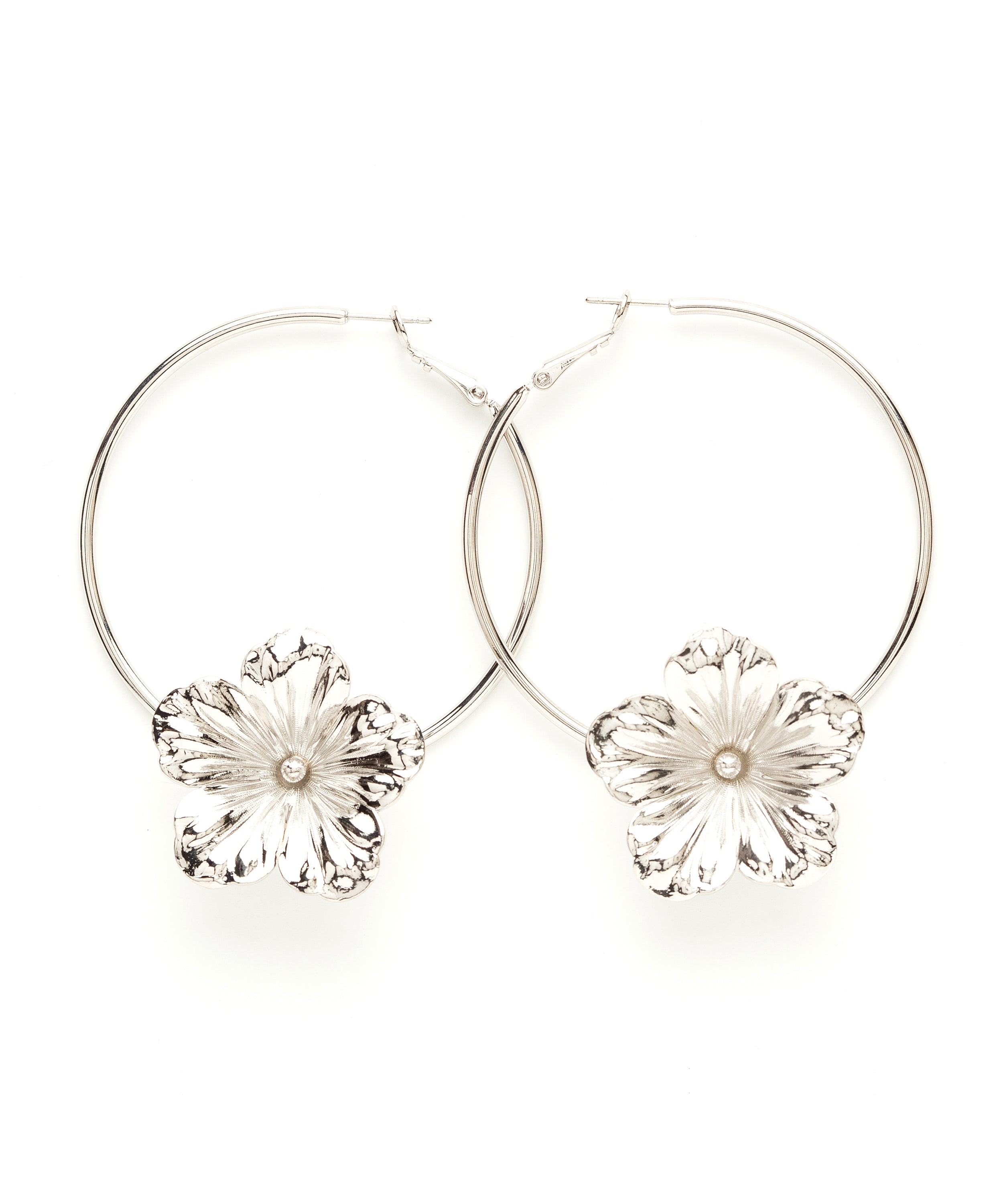 Créoles Gaïa Argent Fleurs Boucles d'Oreilles Monsieur Simone