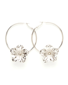 Créoles Gaïa Argent Fleurs Boucles d'Oreilles Monsieur Simone