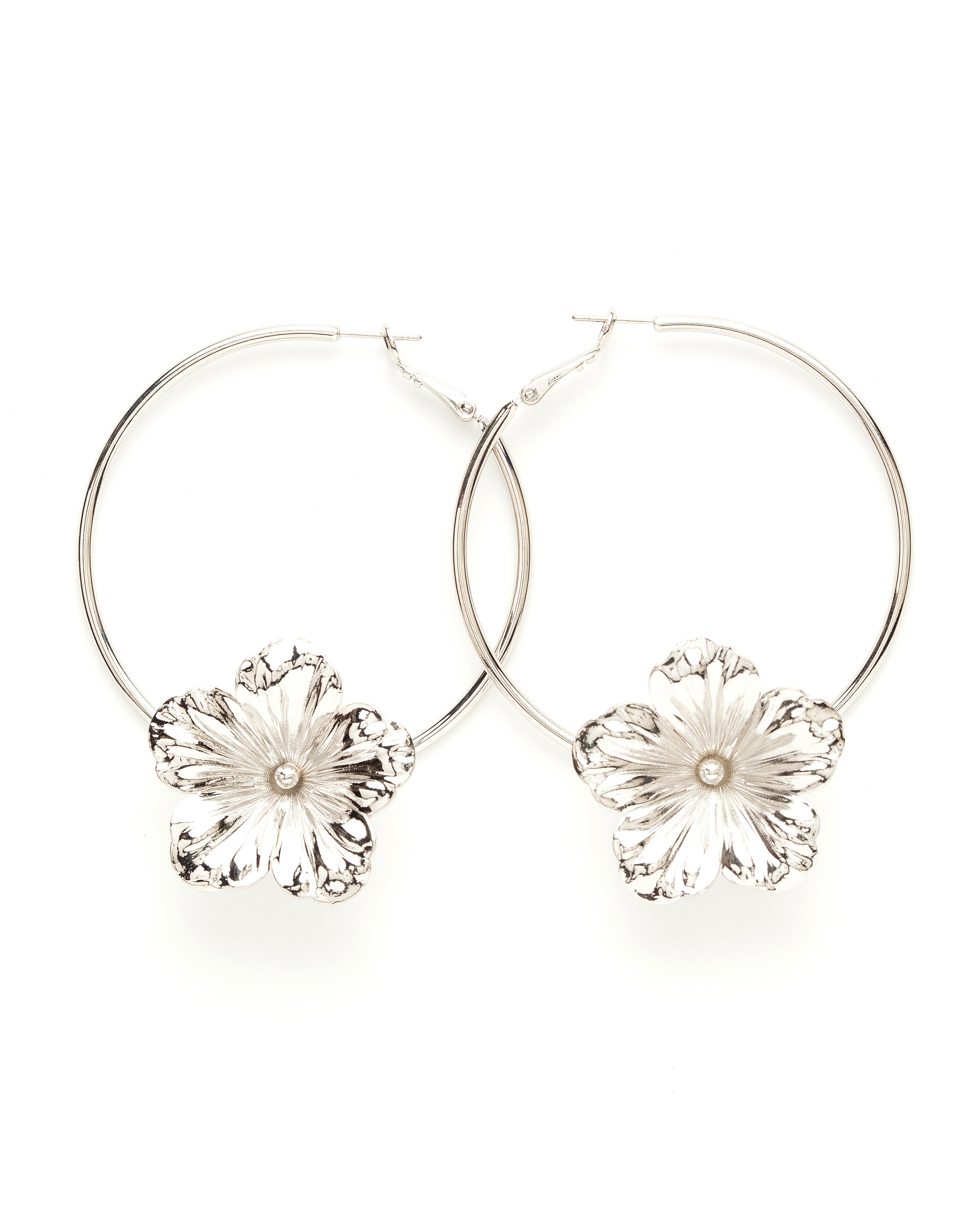 Créoles Gaïa Argent Fleurs Boucles d'Oreilles Monsieur Simone