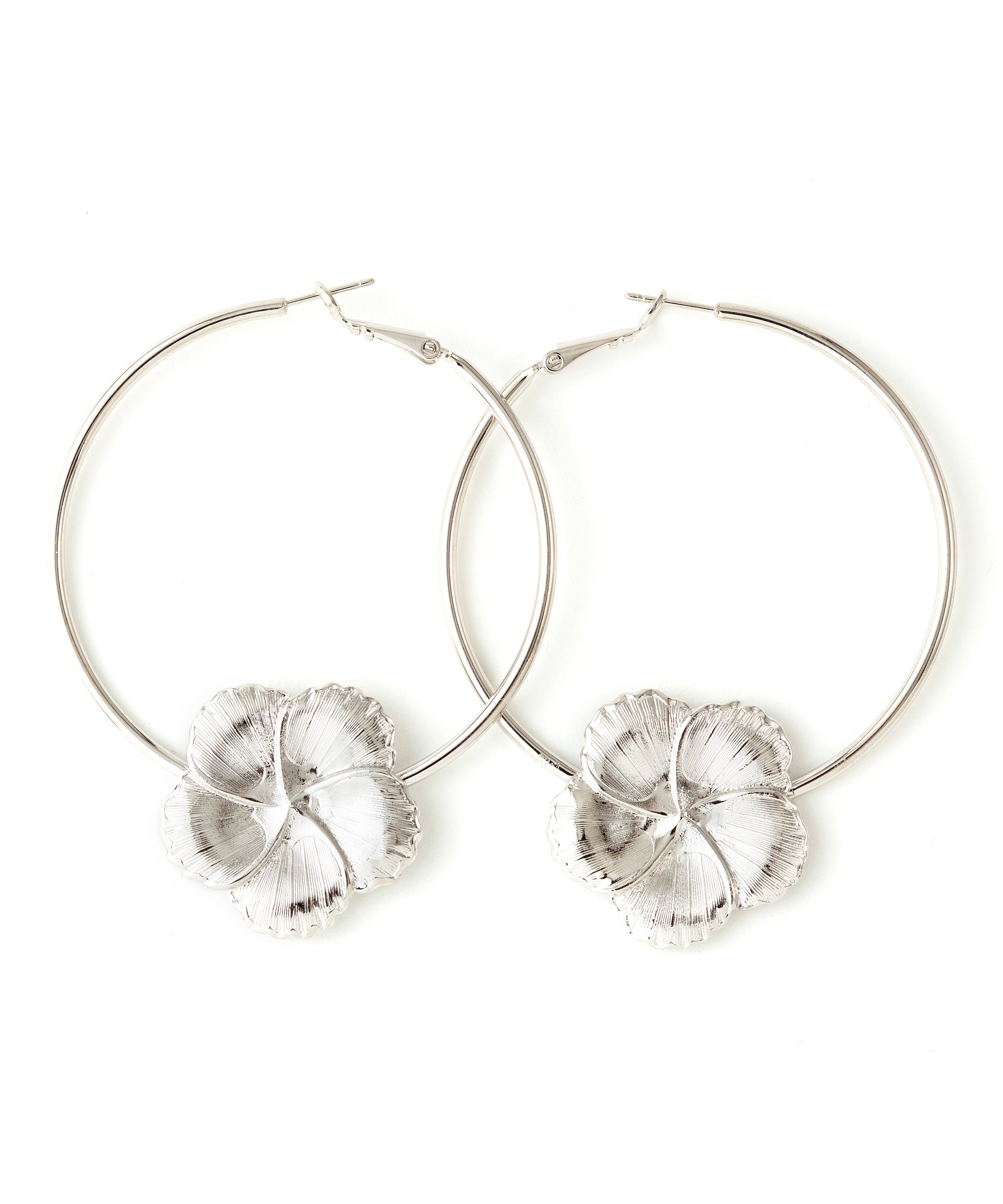 Créoles Hélios Argent Fleurs Boucles d'Oreilles Monsieur Simone
