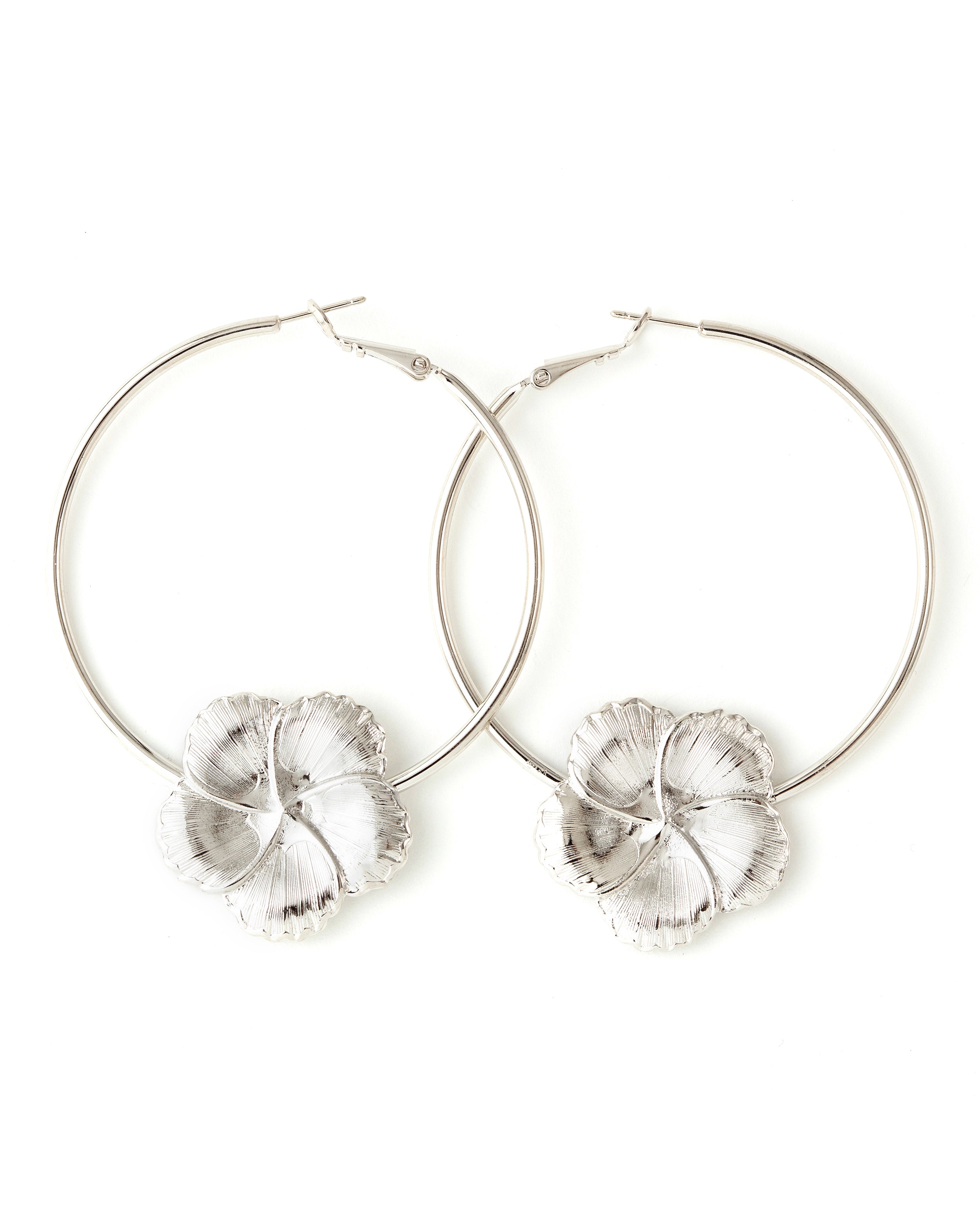 Créoles Hélios Argent Fleurs Boucles d'Oreilles Monsieur Simone