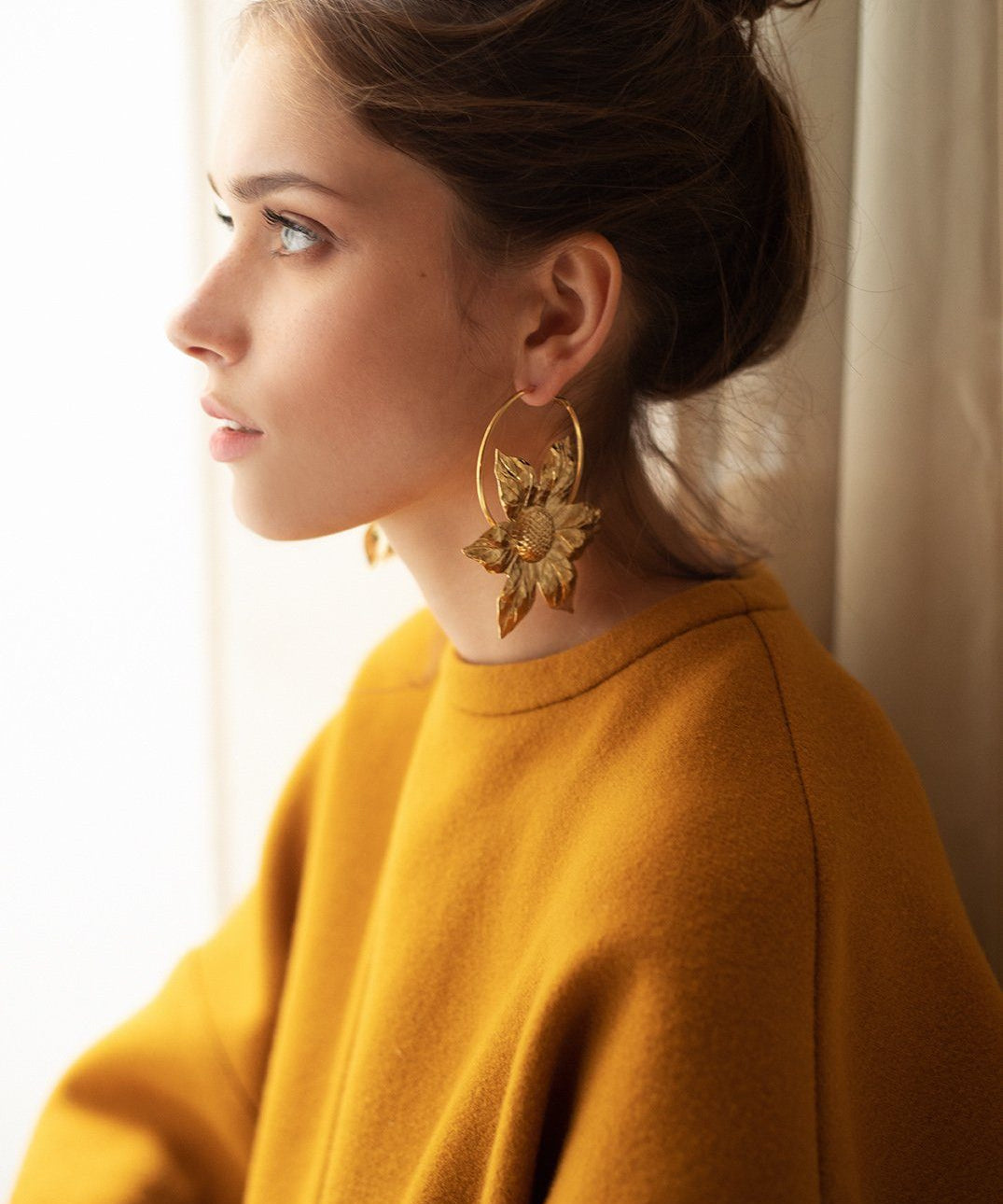 Créoles Hespéris Argent Fleurs Boucles d'Oreilles Monsieur Simone