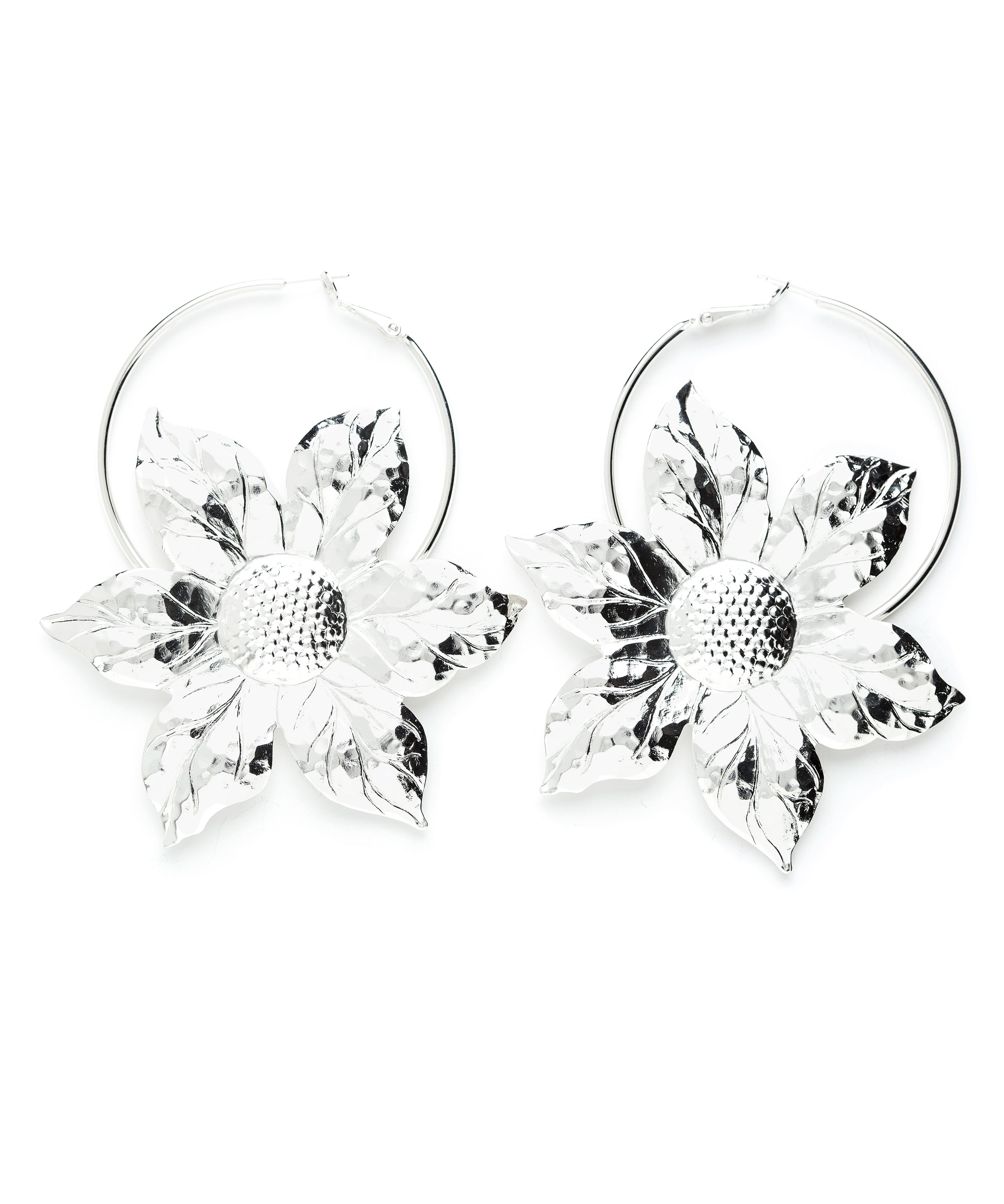 Créoles Hespéris Argent Fleurs Boucles d'Oreilles Monsieur Simone