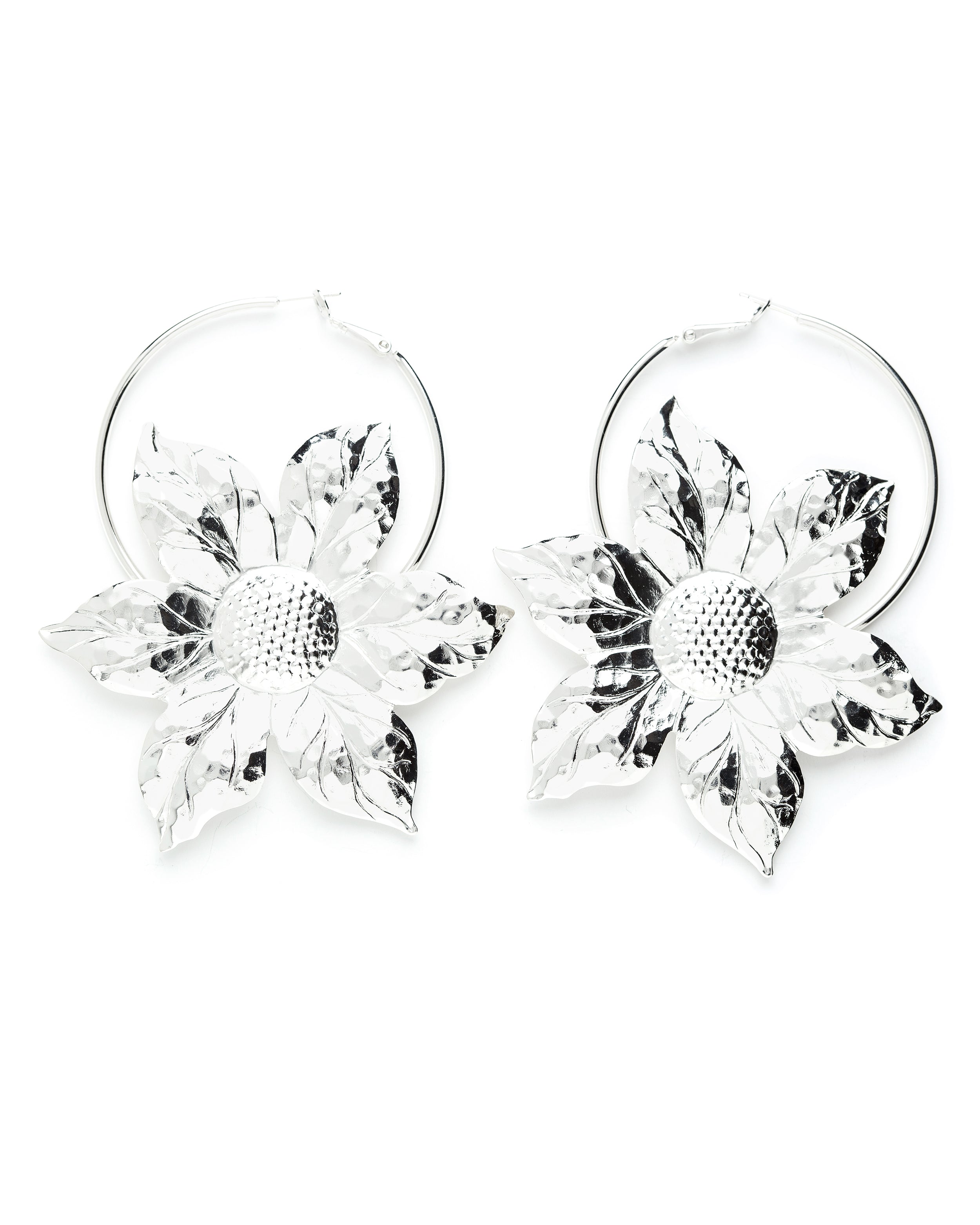 Créoles Hespéris Argent Fleurs Boucles d'Oreilles Monsieur Simone