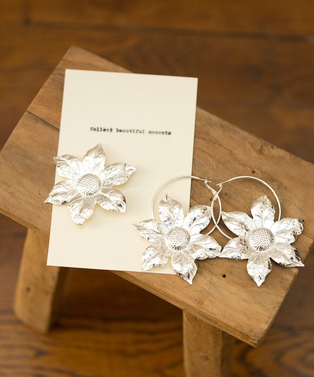 Créoles Hespéris Argent Fleurs Boucles d'Oreilles Monsieur Simone
