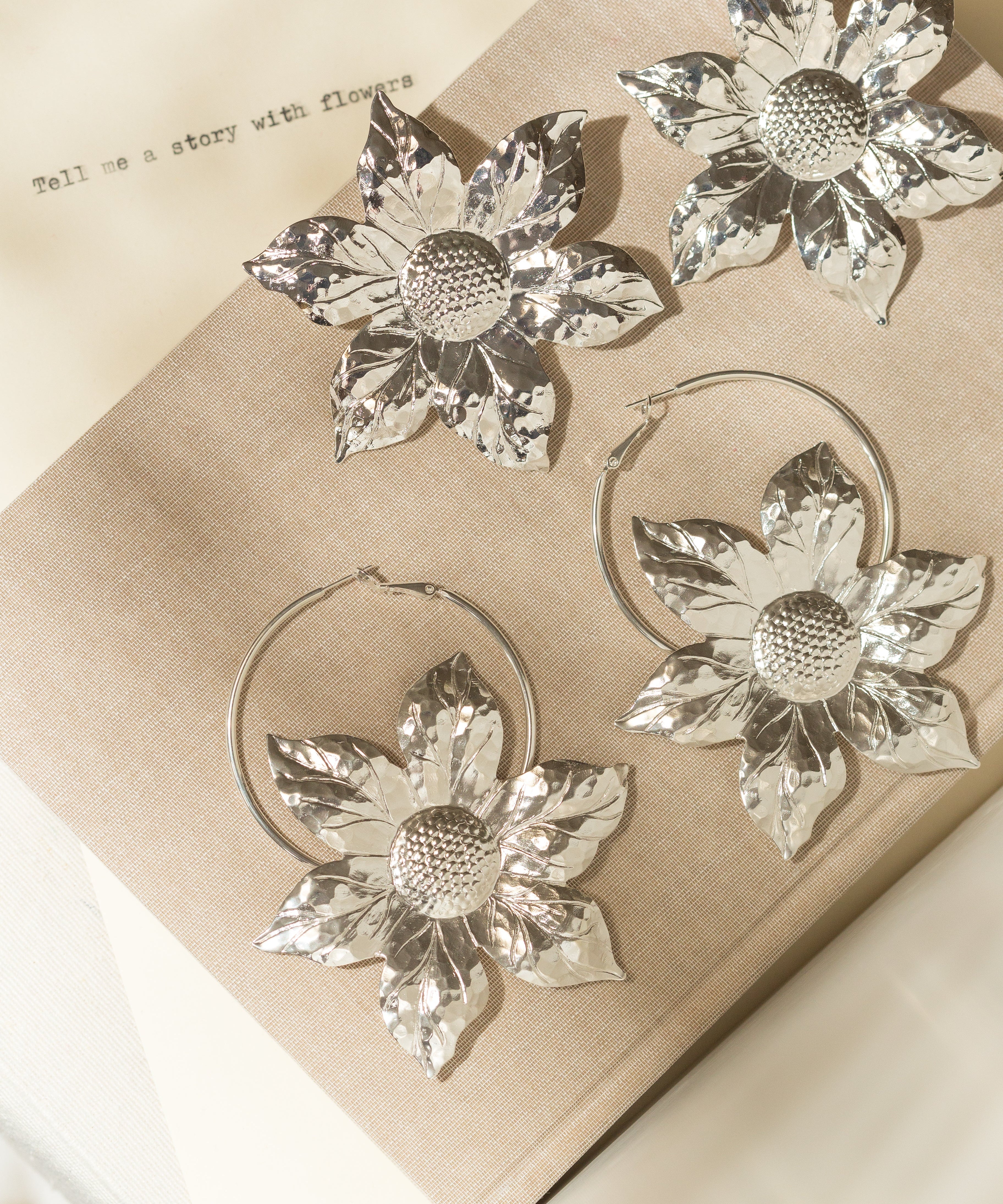 Créoles Hespéris Argent Fleurs Boucles d'Oreilles Monsieur Simone
