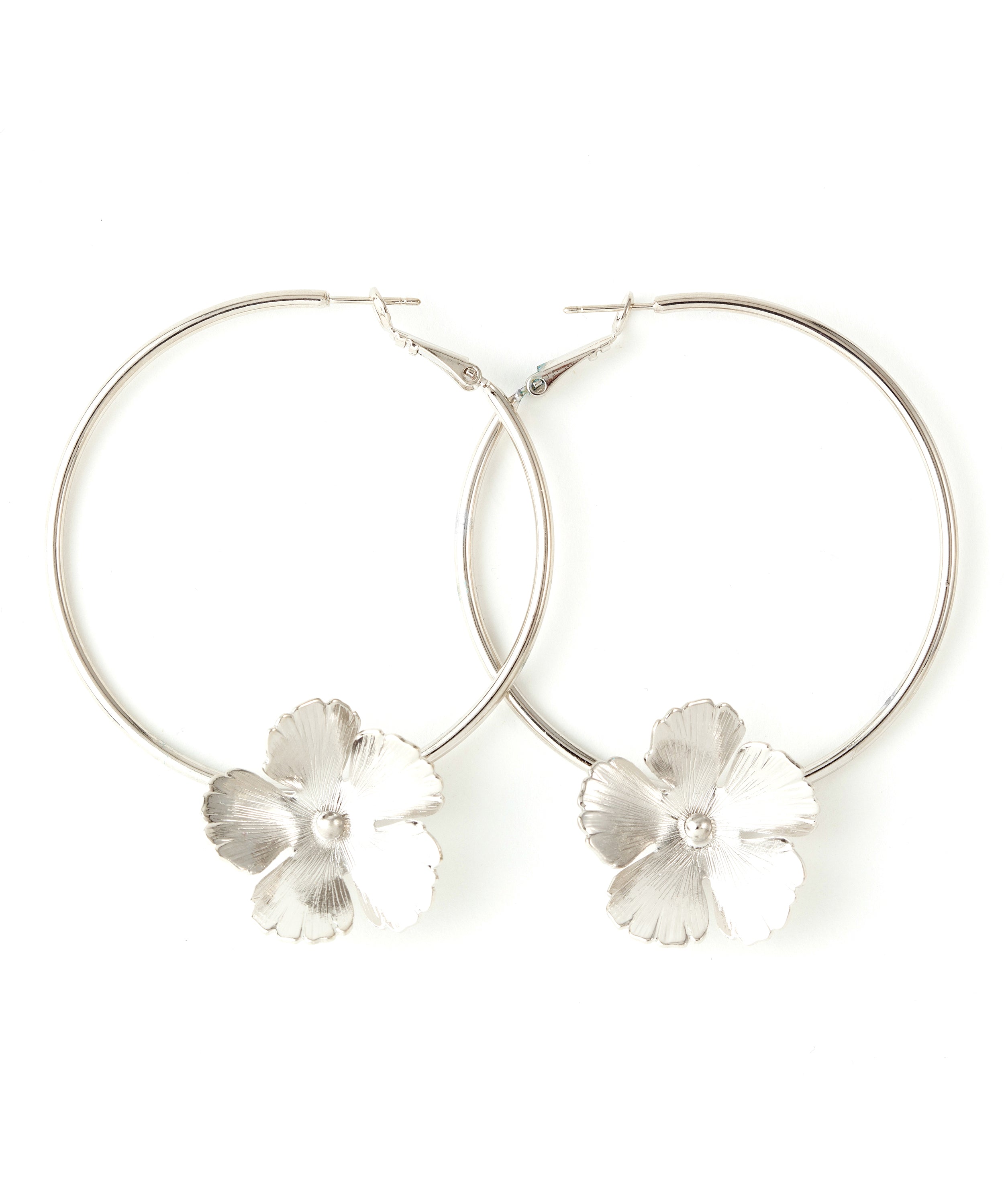Créoles Orphée Argent Fleurs Boucles d'Oreilles Monsieur Simone