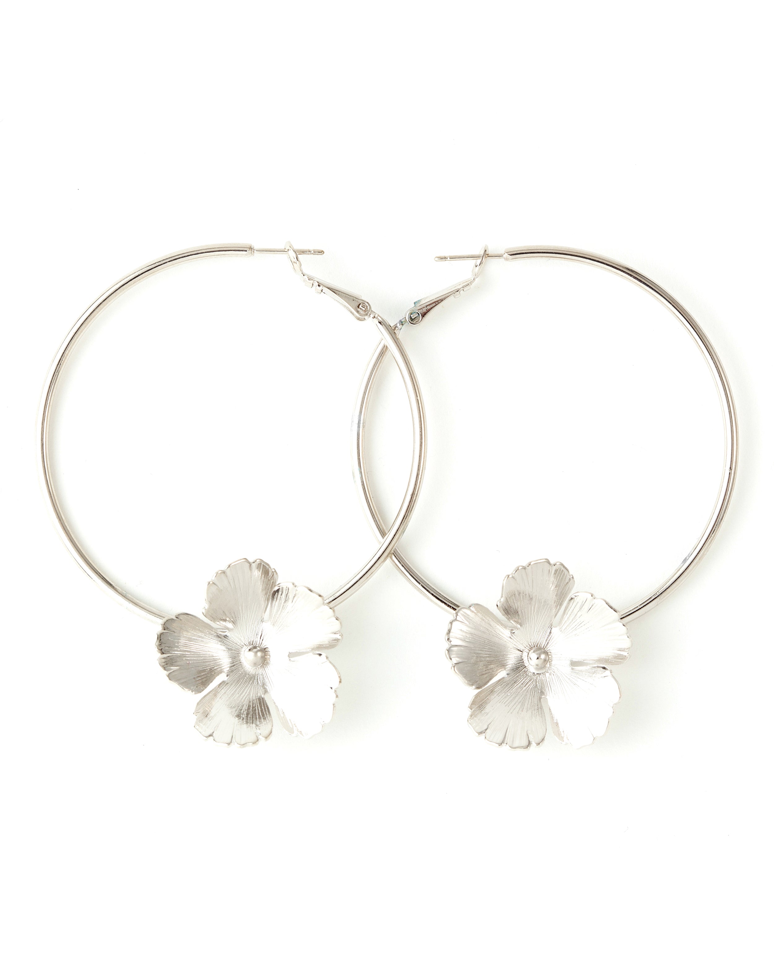 Créoles Orphée Argent Fleurs Boucles d'Oreilles Monsieur Simone