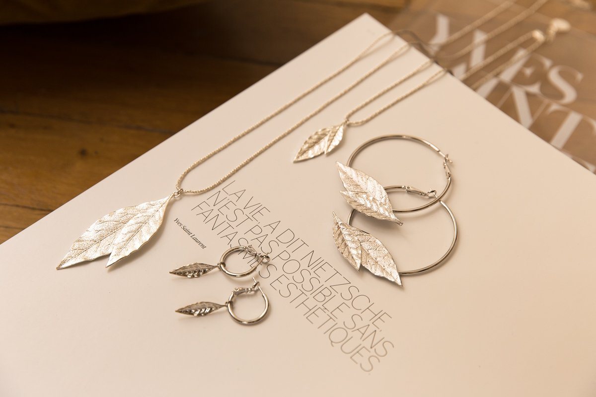 Créoles Thalie Argent Feuilles Boucles d'Oreilles Monsieur Simone