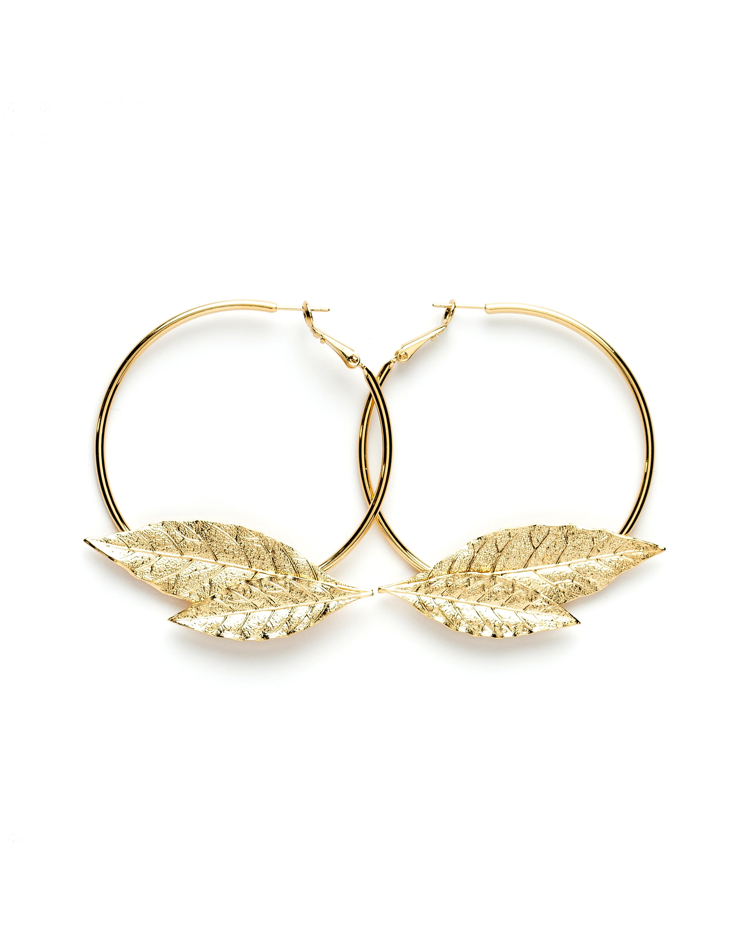 Créoles Thalie Or Feuilles Boucles d'Oreilles Monsieur Simone